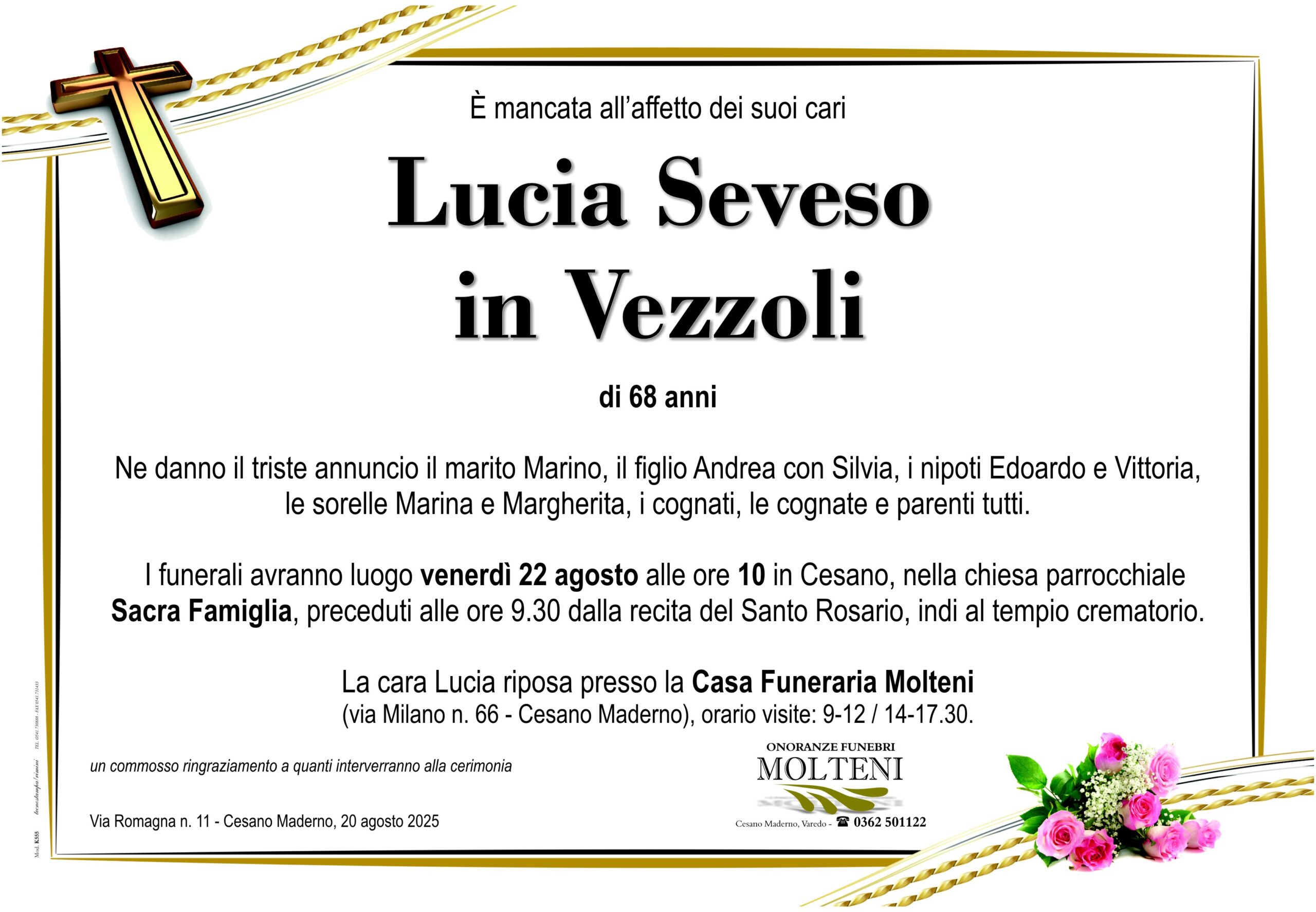 Lucia Seveso<br>in Vezzoli<p>Classe 1956<p>