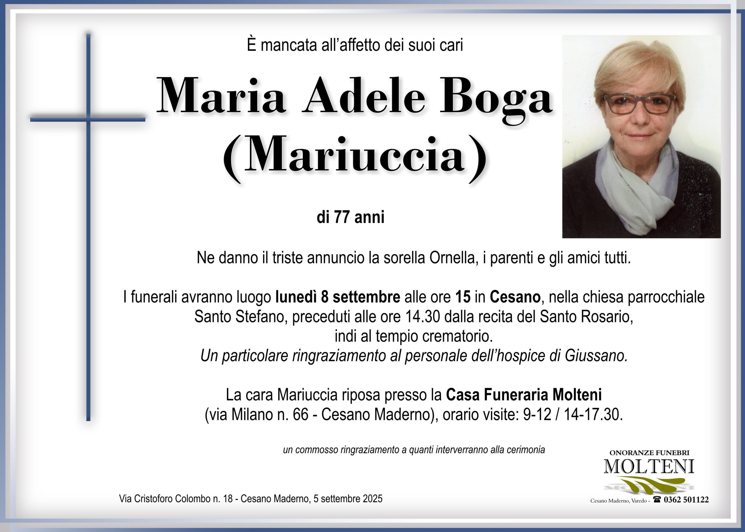 Maria Adele Boga<p>Classe 1948<p>