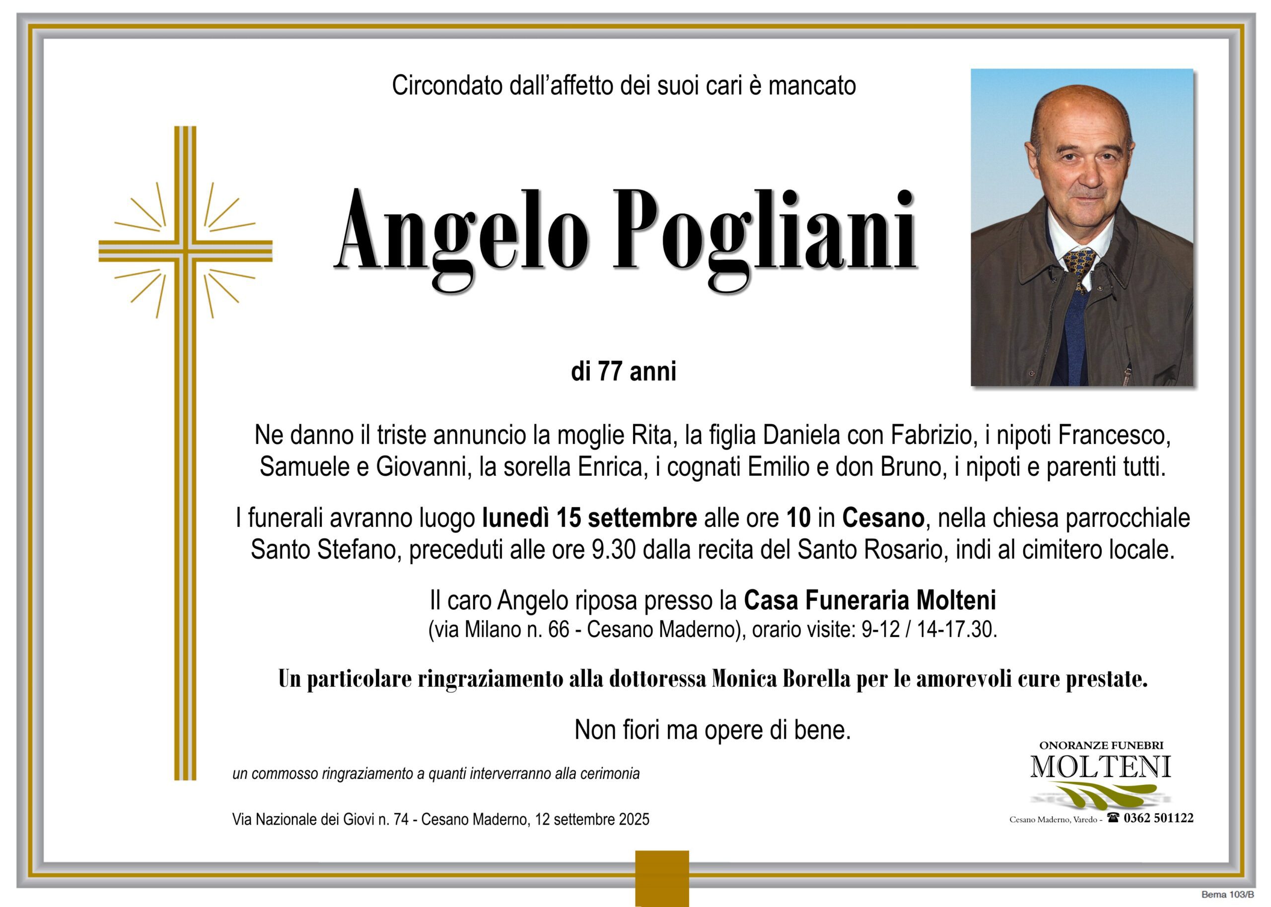 Angelo Pogliani<p>Classe 1947<p>
