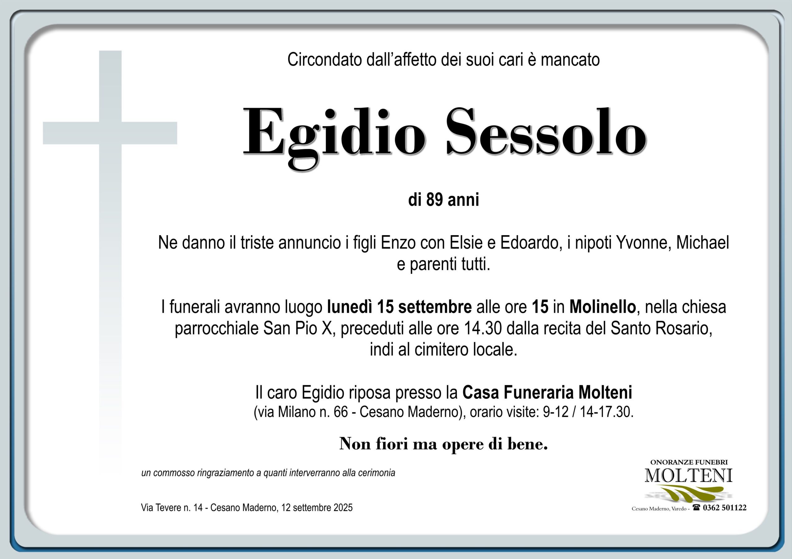 Egidio Sessolo<p>Classe 1936<p>