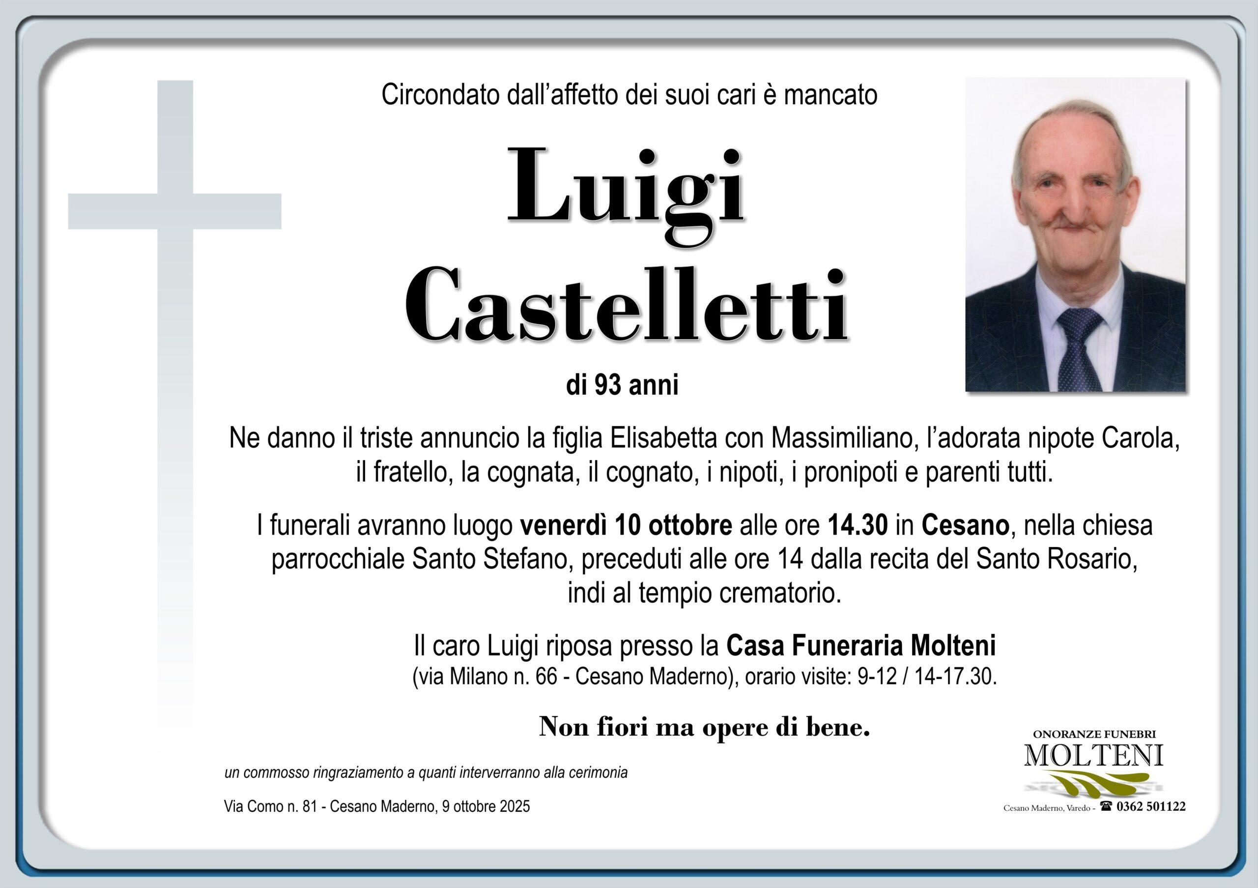 Luigi Castelletti<p>Classe 1932<p>