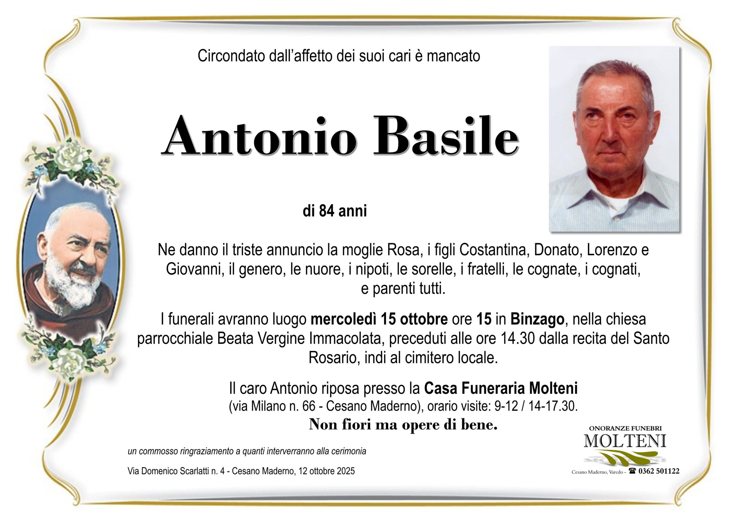 Antonio Basile<p>Classe 1941<p>