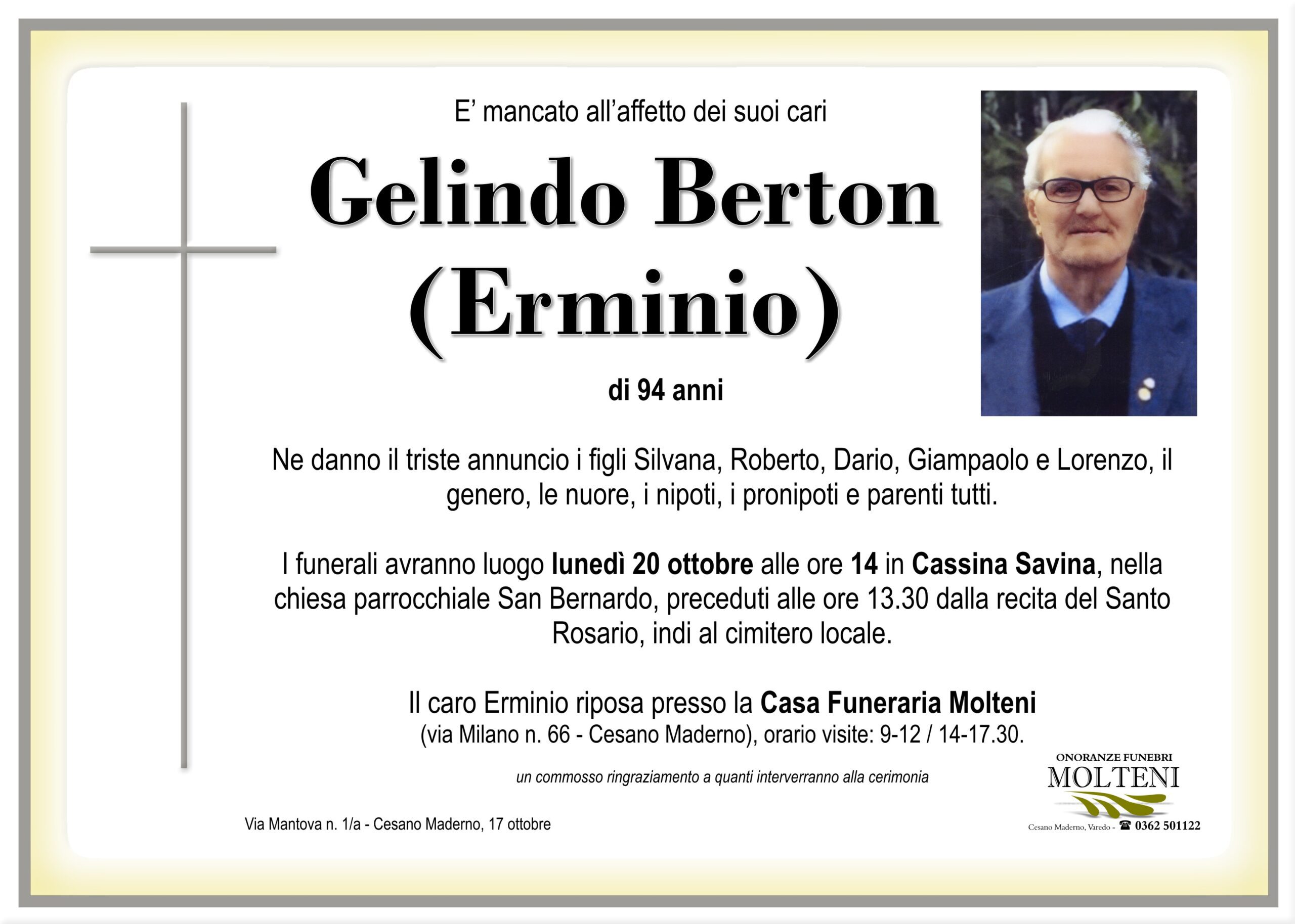 Gelindo Berton<p>Classe 1931<p>