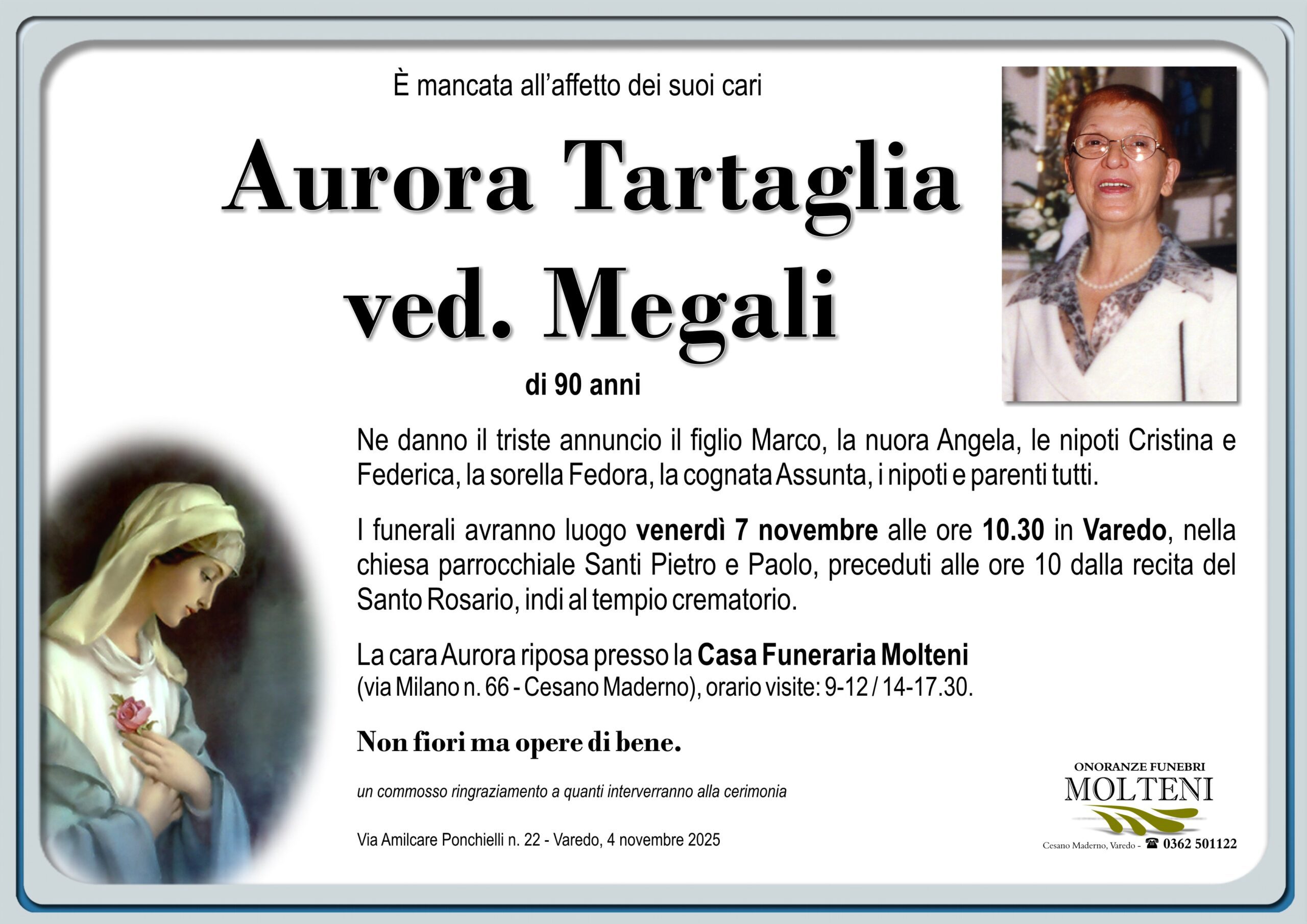 Aurora Tartaglia<br>ved. Megali<p>Classe 1935<p>