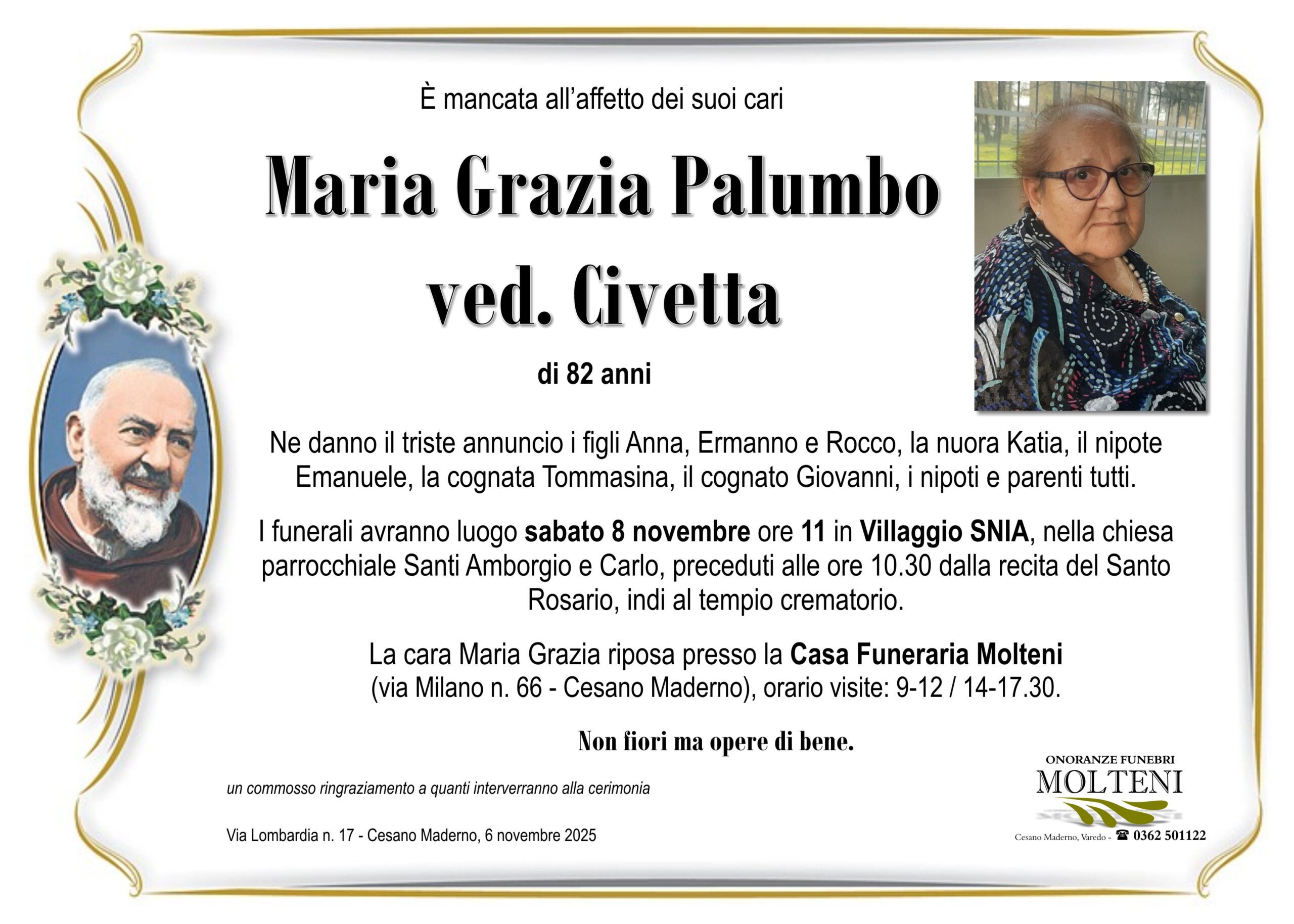 Maria Grazia Palumbo<br>ved. Civetta<p>Classe 1943<p>