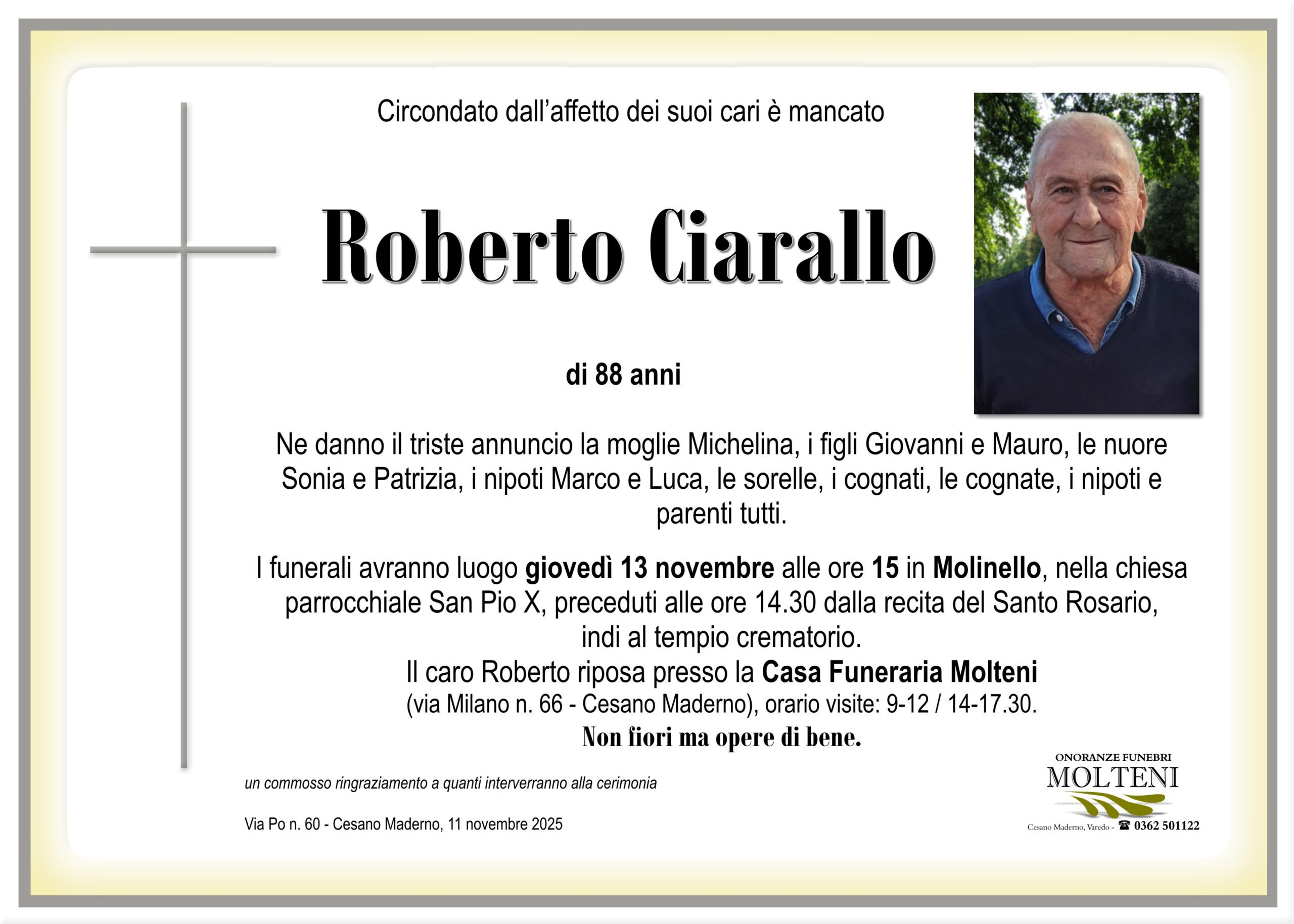 Roberto Ciarallo<p>Classe 1937<p>