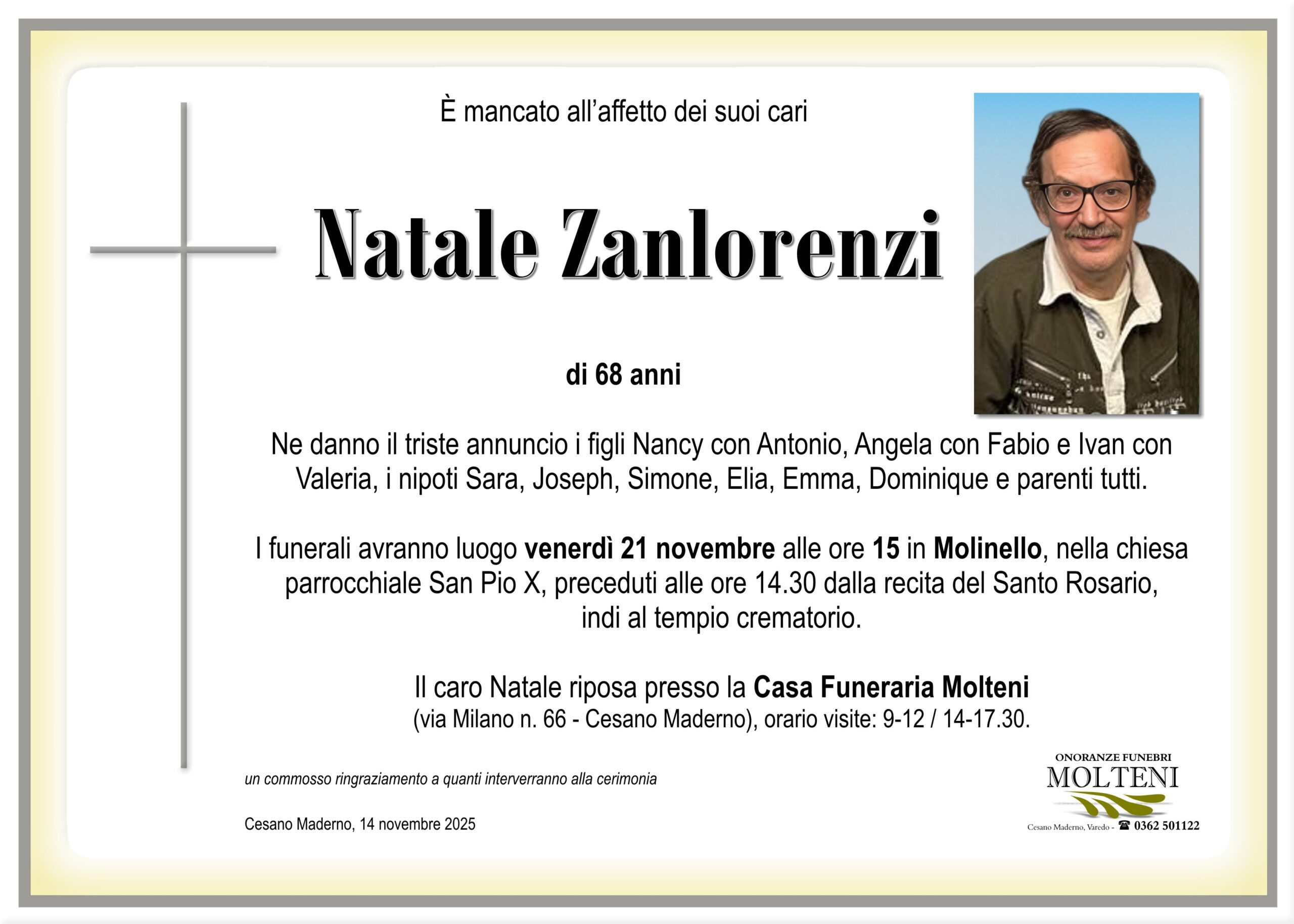 Natale Zanlorenzi<p>Classe 1957<p>