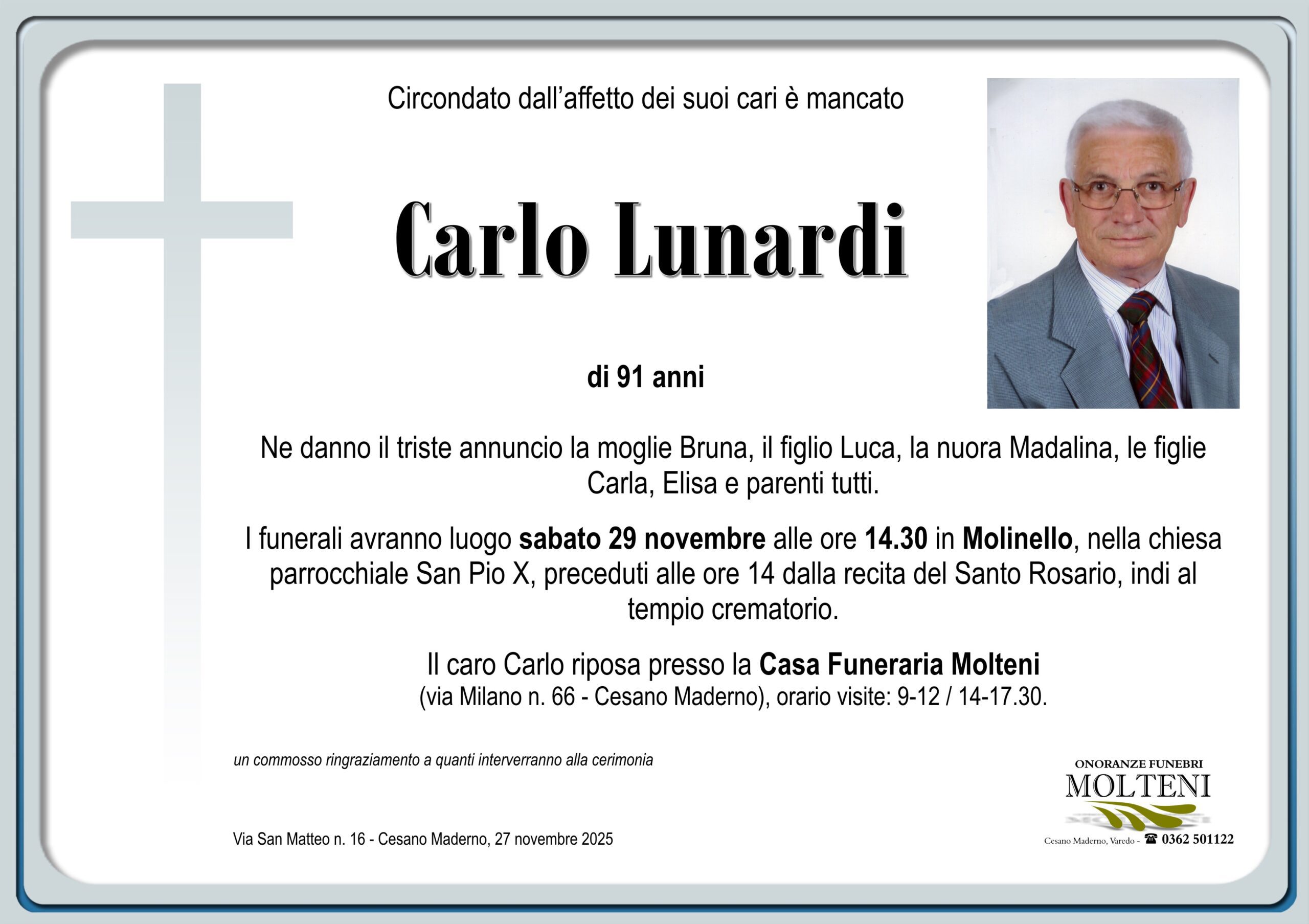 Carlo Lunardi<p>Classe 1934