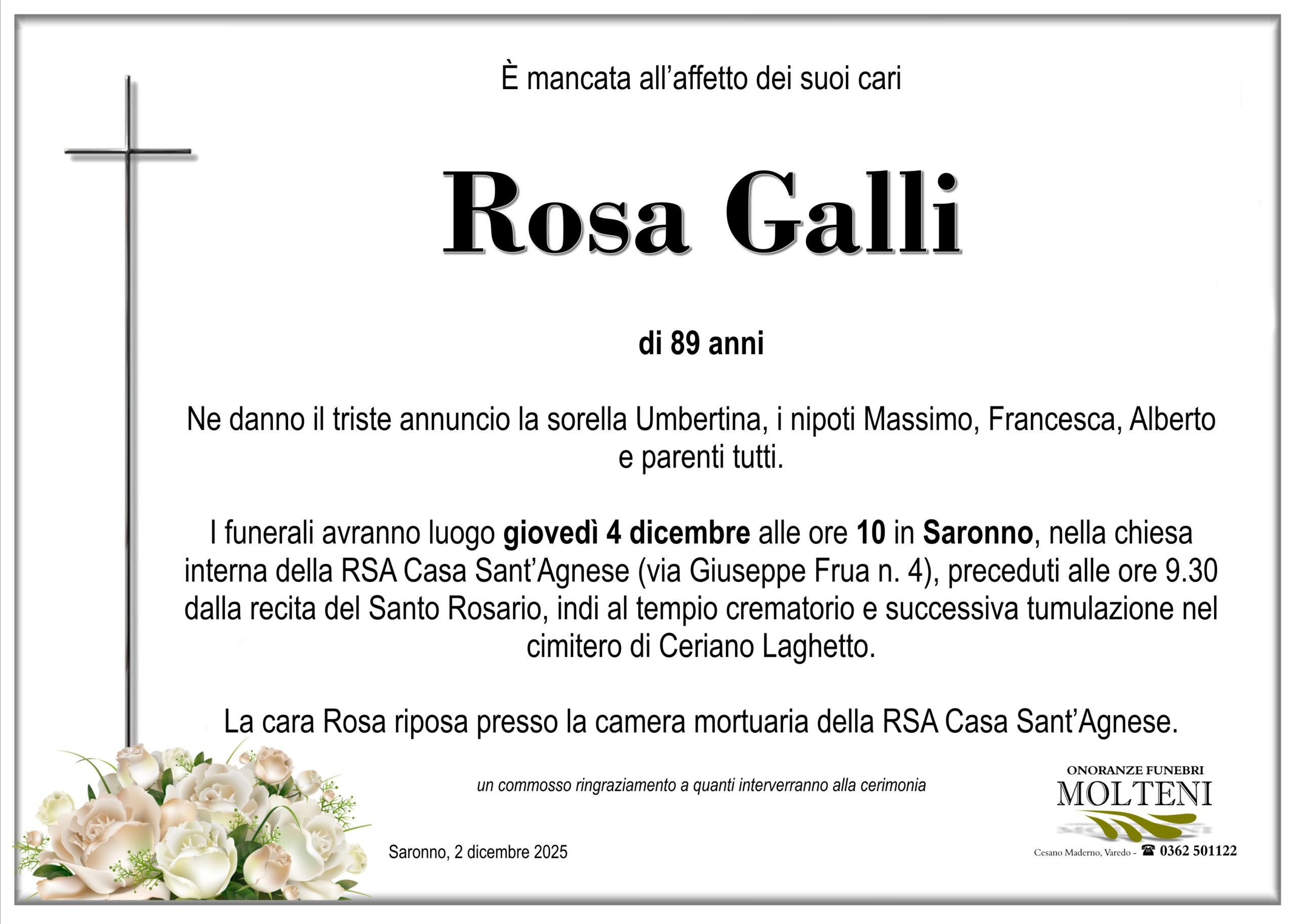 Rosa Galli<p>Classe 1936<p>