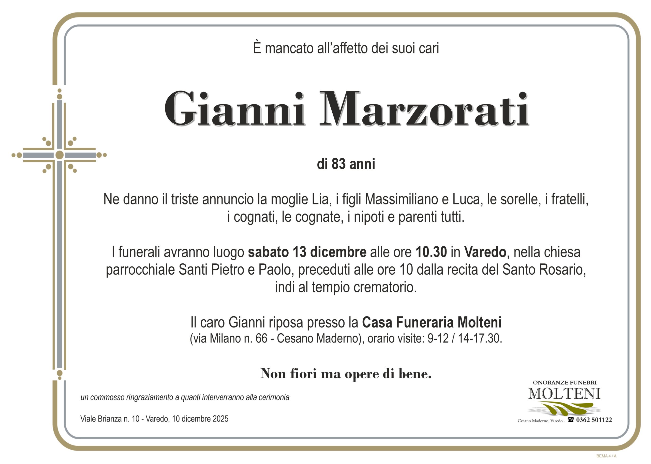 Gianni Marzorati<p>Classe 1942<p>