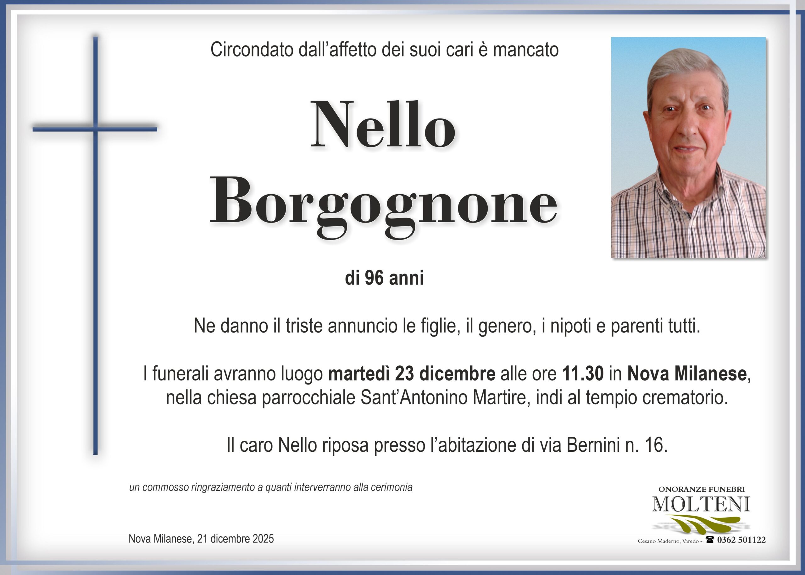 Nello Borgognone<p>Classe 1929<p>