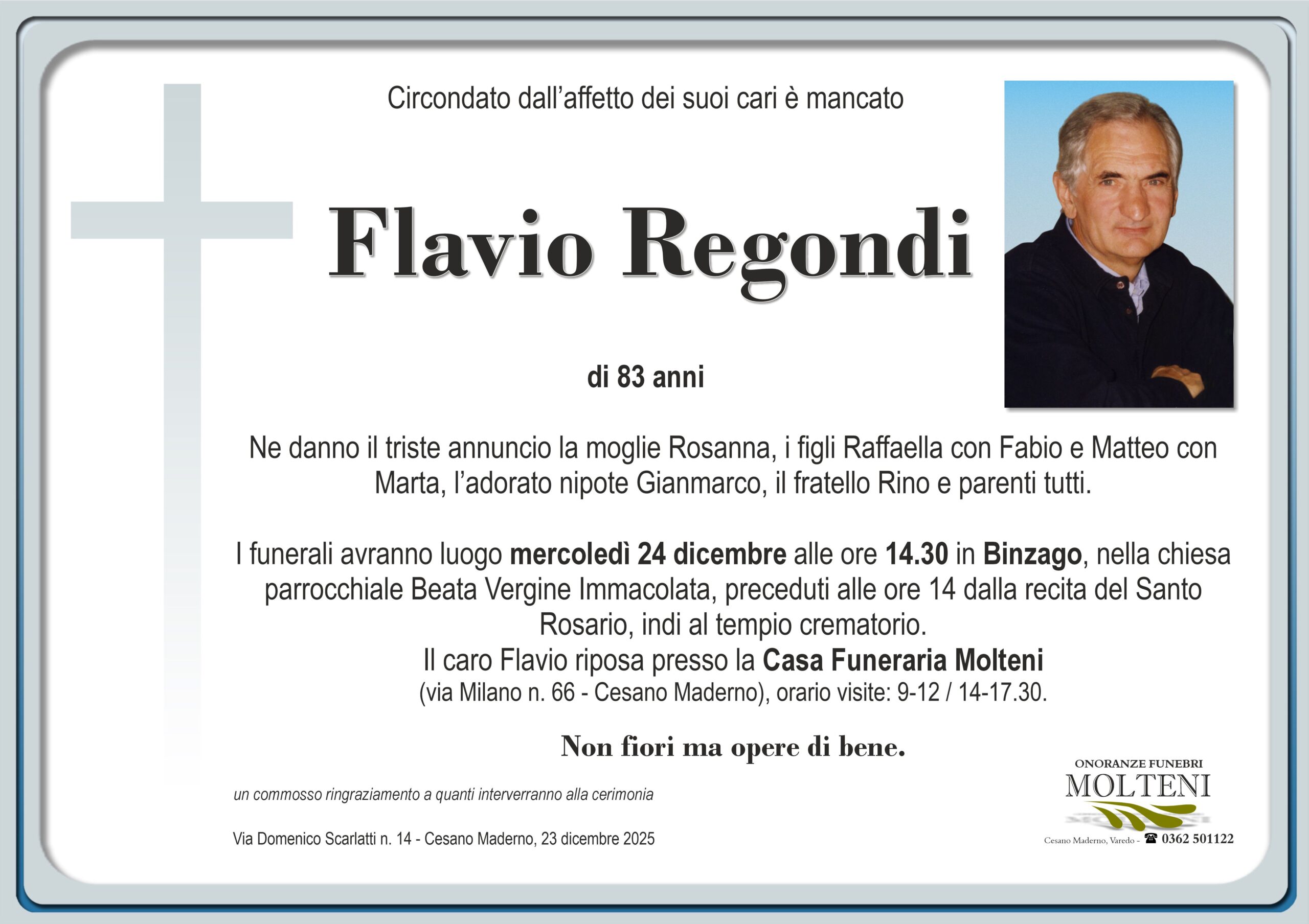 Flavio Regondi<p>Classe 1942<p>