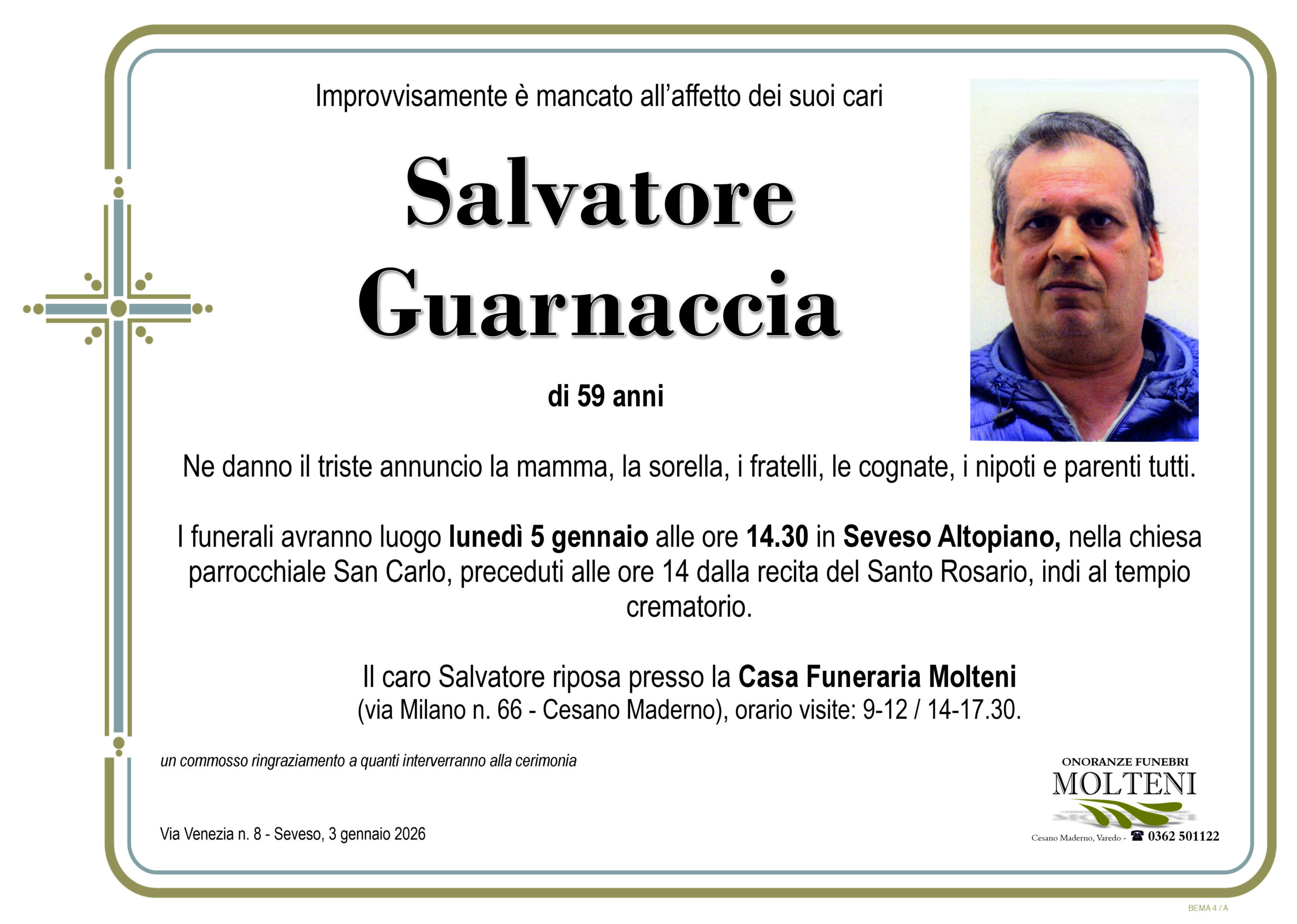 Salvatore Guarnaccia<p>Classe 1966<p>