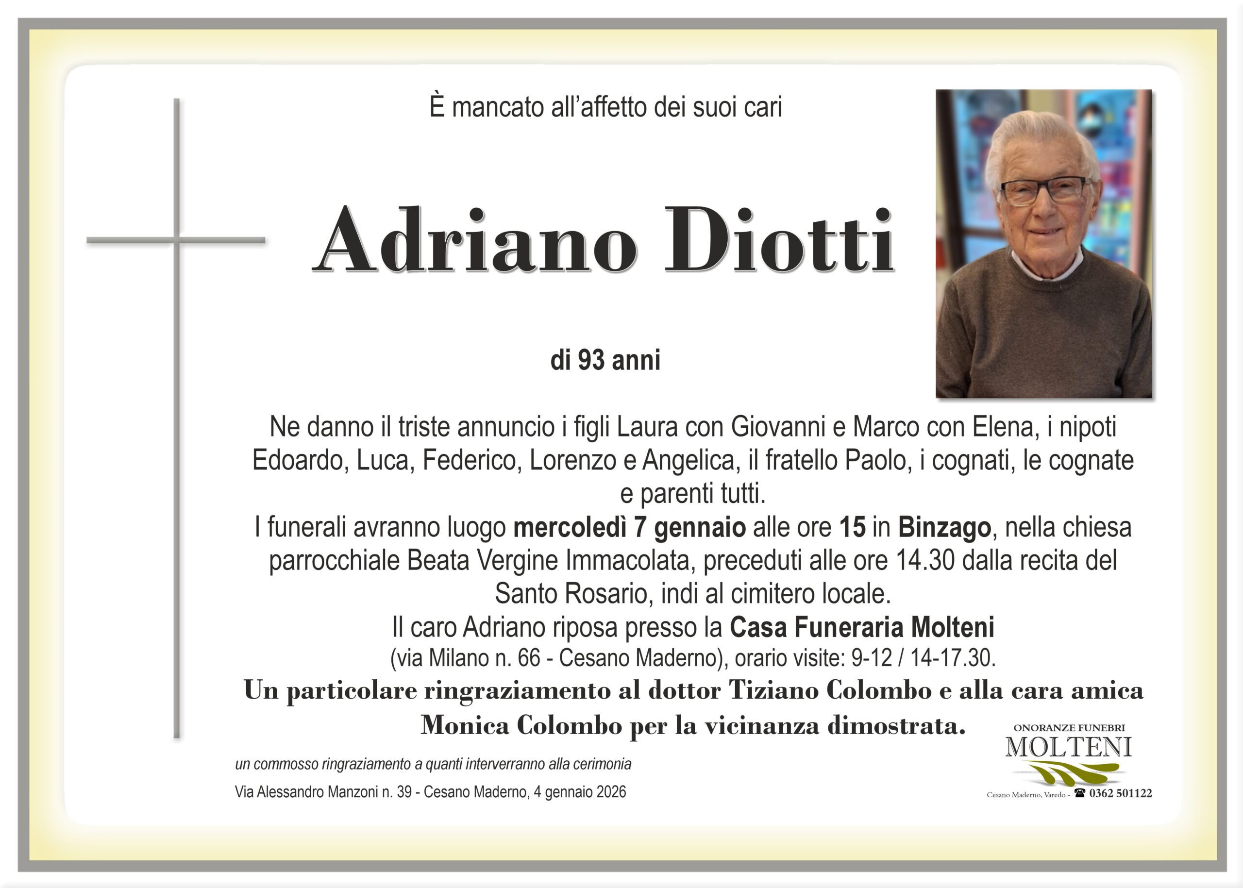 Adriano Diotti<p>Classe 1933<p>