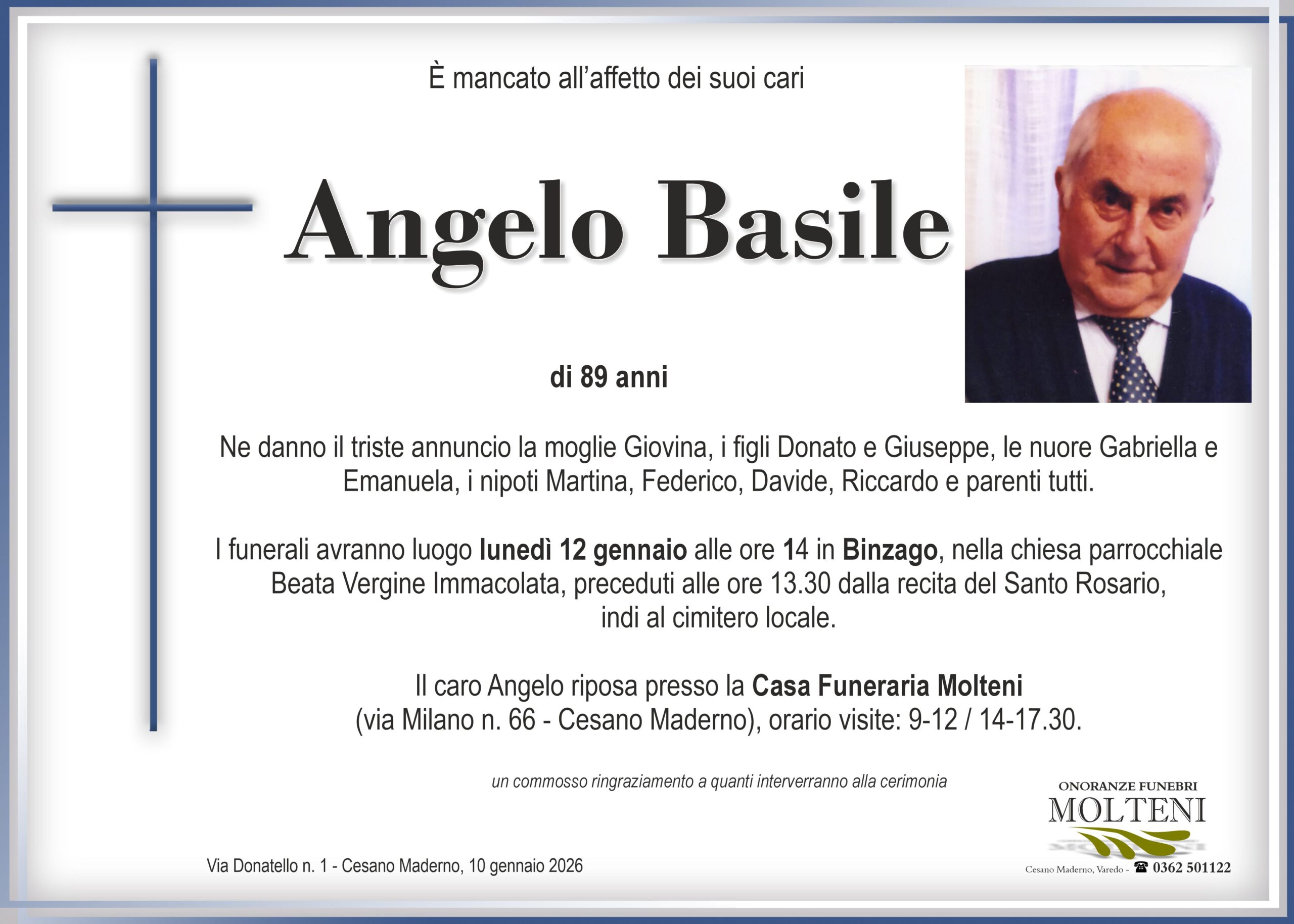 Angelo Basile<p>Classe 1936<p>