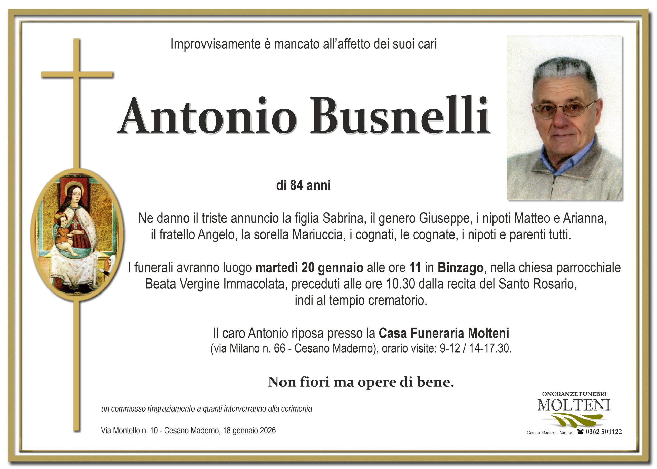 Antonio Busnelli<p>Classe 1942<p>