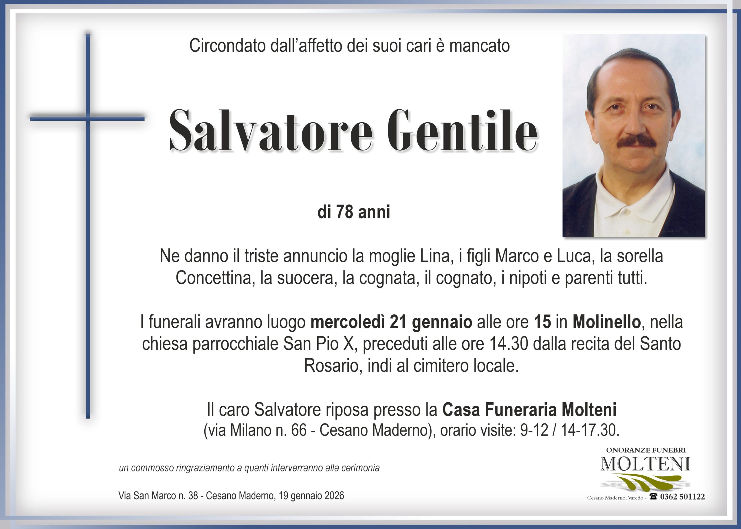Salvatore Gentile<p>Classe 1947<p>