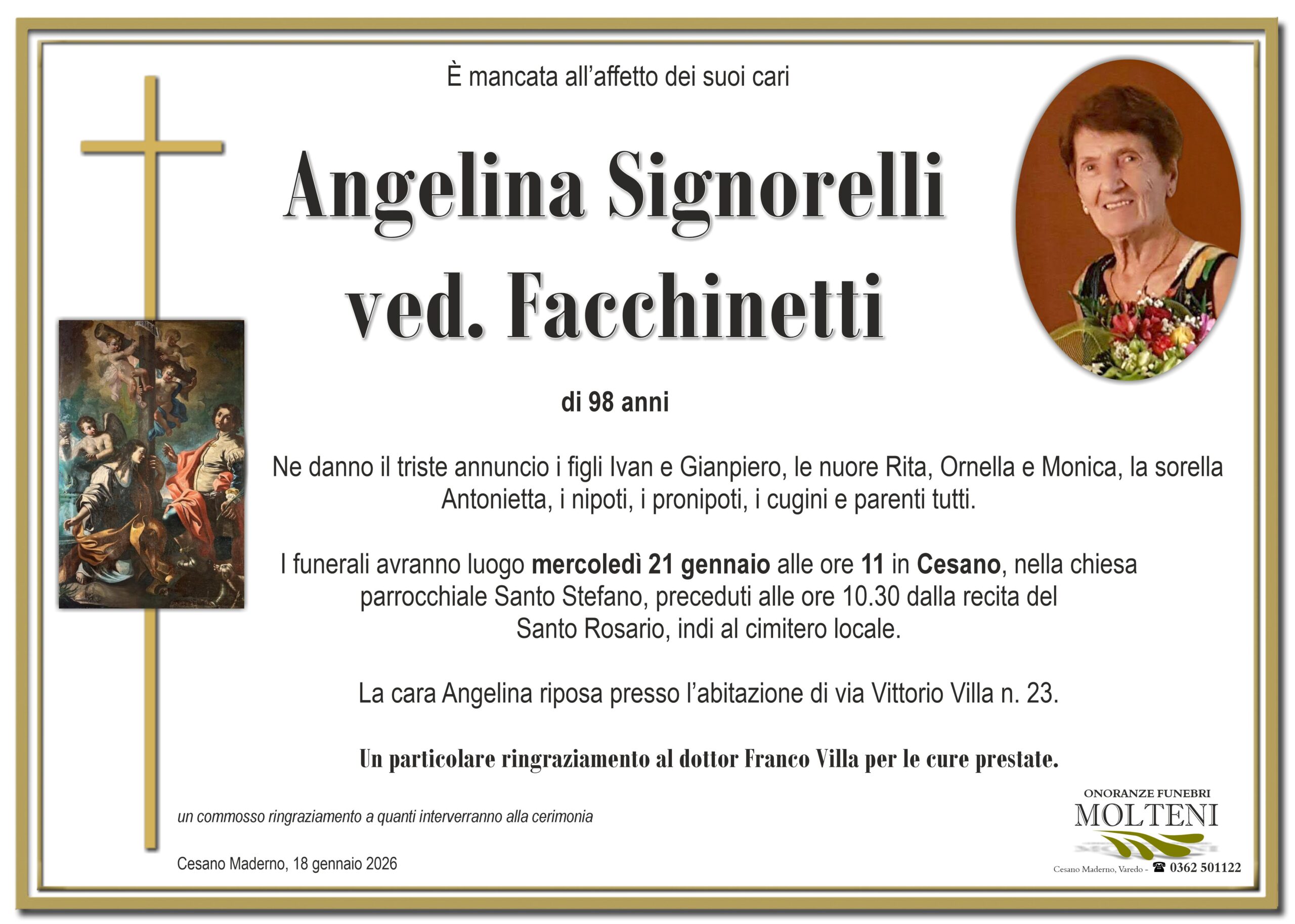Angelina Signorelli<br>ved. Facchinetti<p>Classe 1927<p>