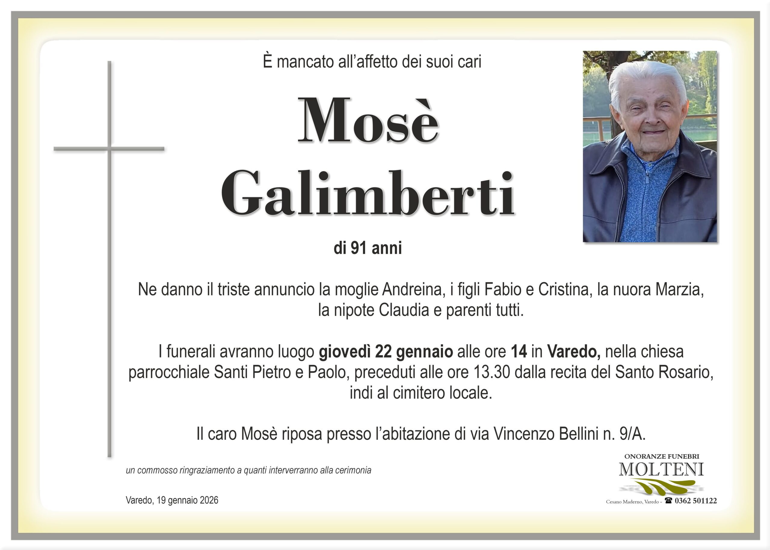 Mosè Galimberti<p>Classe 1934<p>