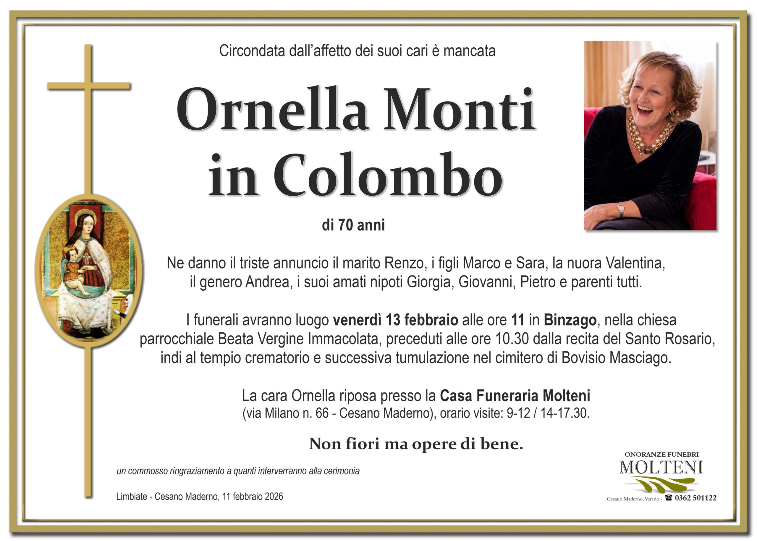 Ornella Monti<br>in Colombo<p>Classe 1955<p>