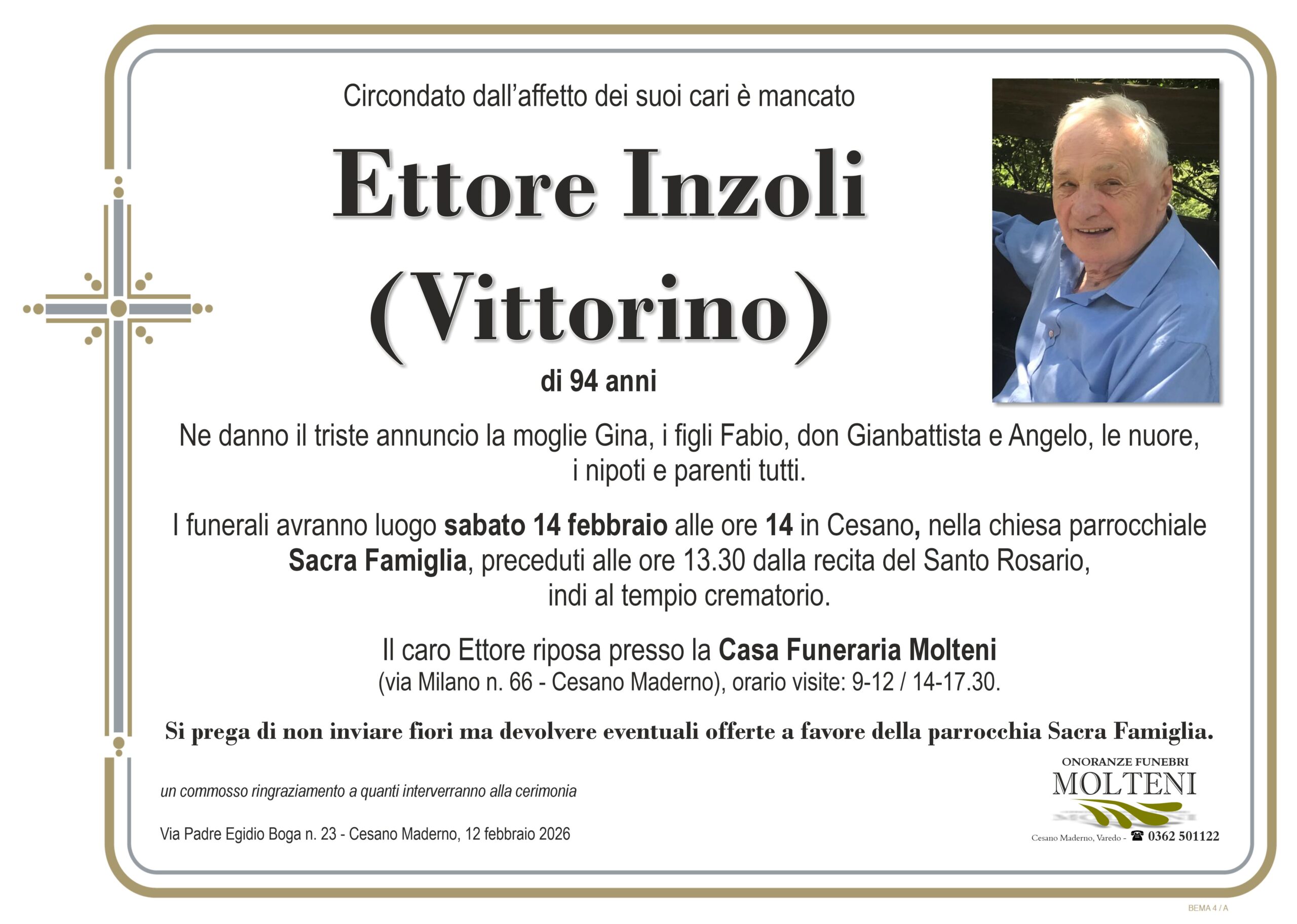Ettore Inzoli<p>Classe 1931<p>
