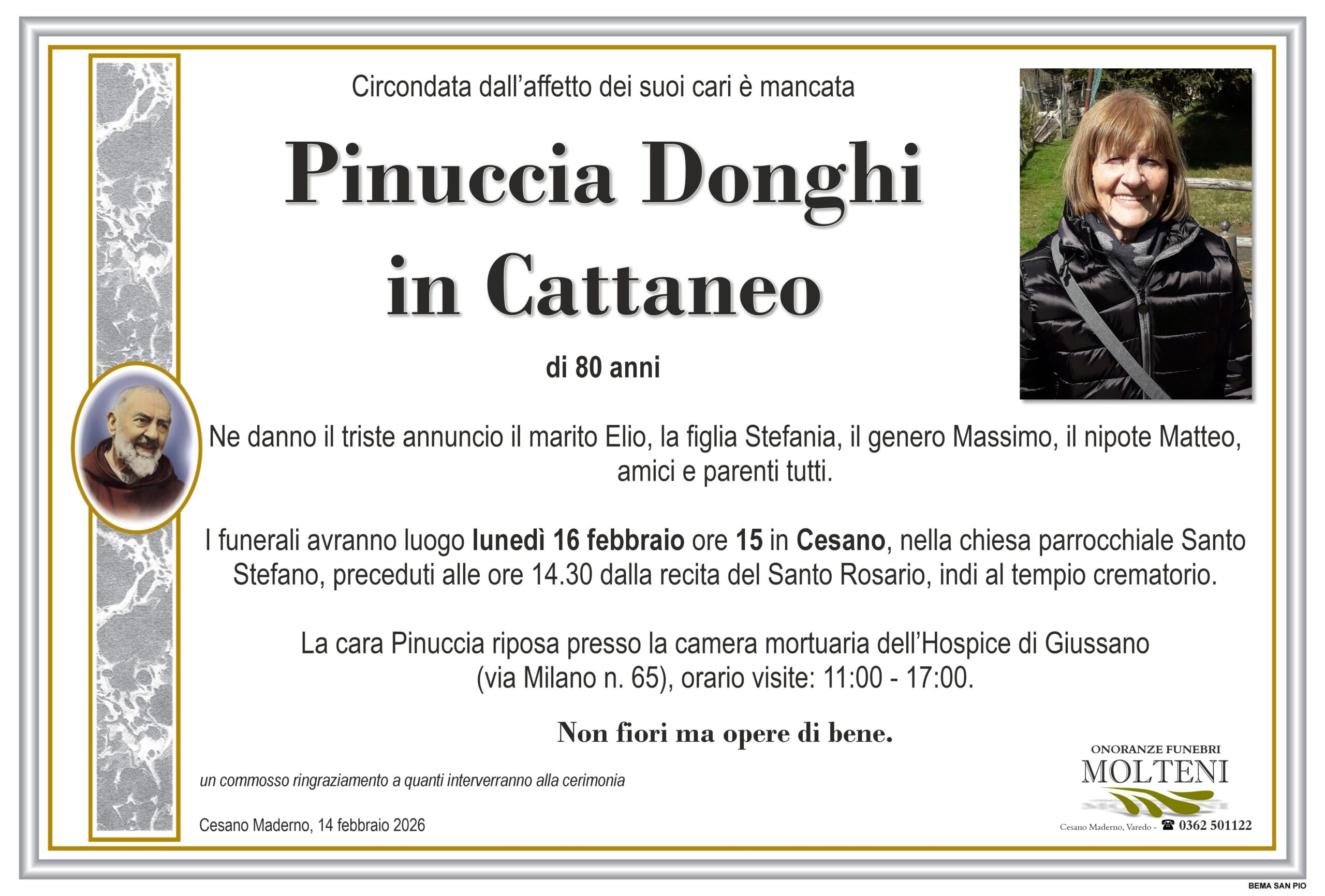 Pinuccia Donghi<br>in Cattaneo<p>Classe 1945<p>