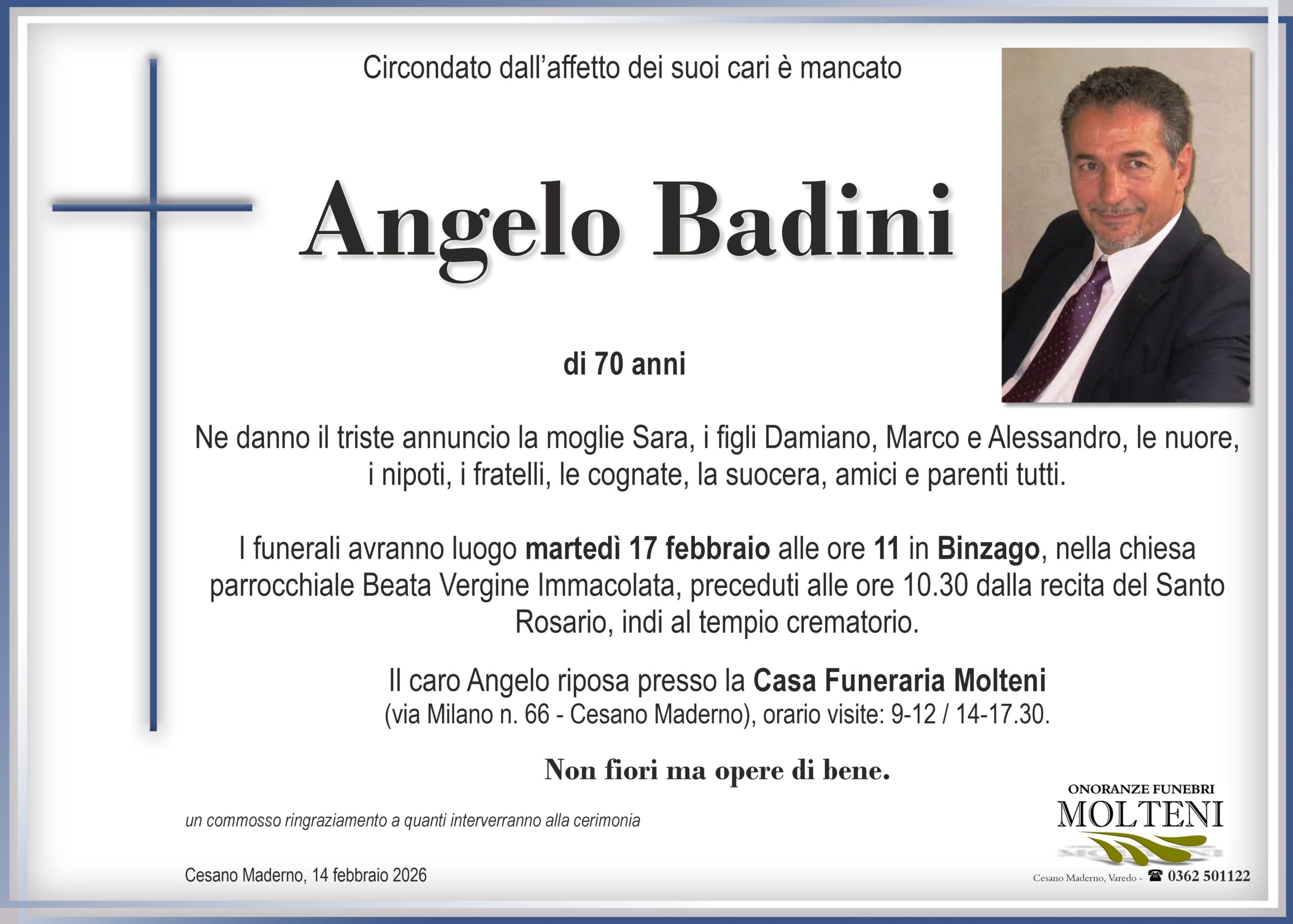 Angelo Badini<p>Classe 1955<p>