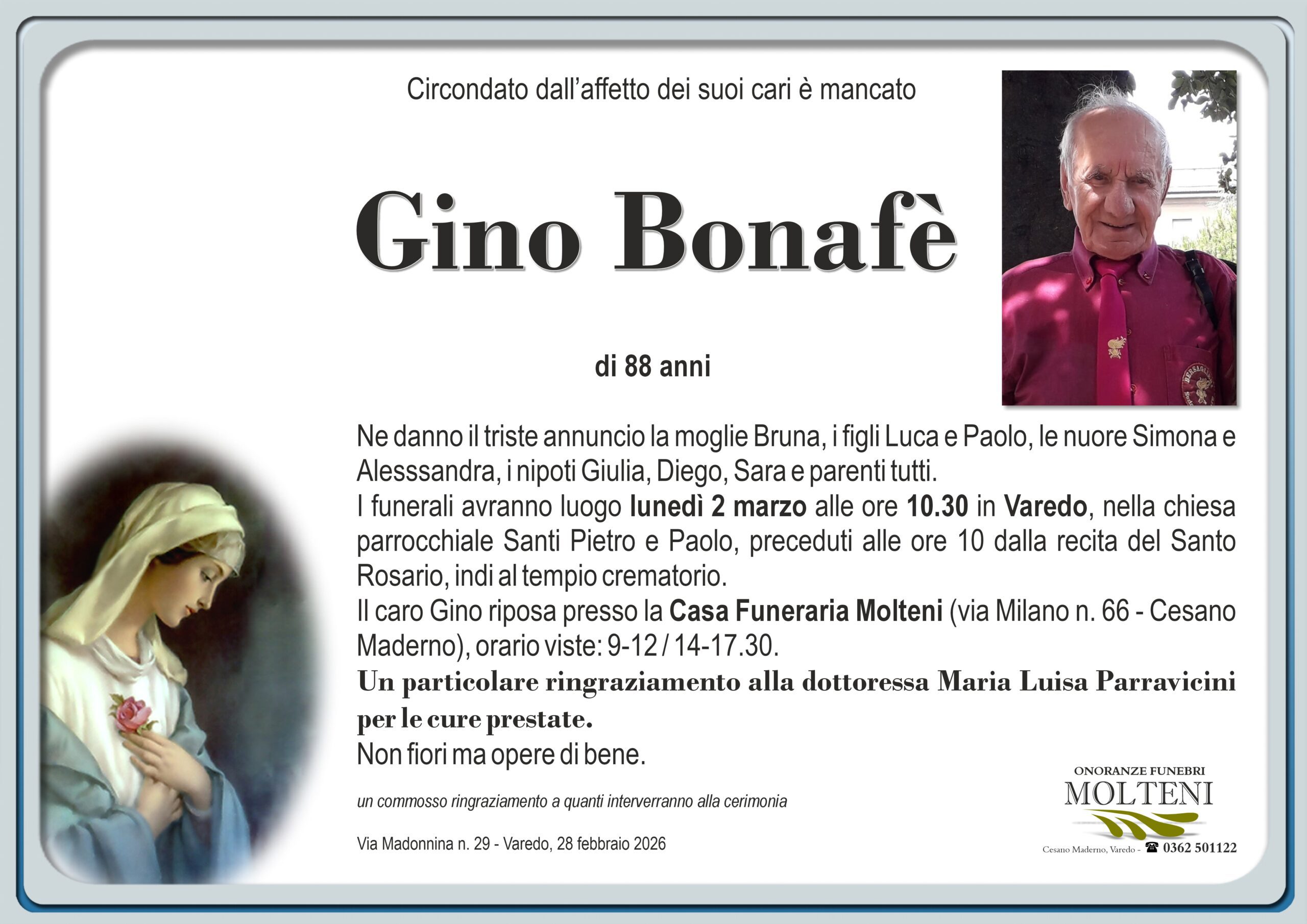 Gino Bonafè<p>Classe 1938<p>