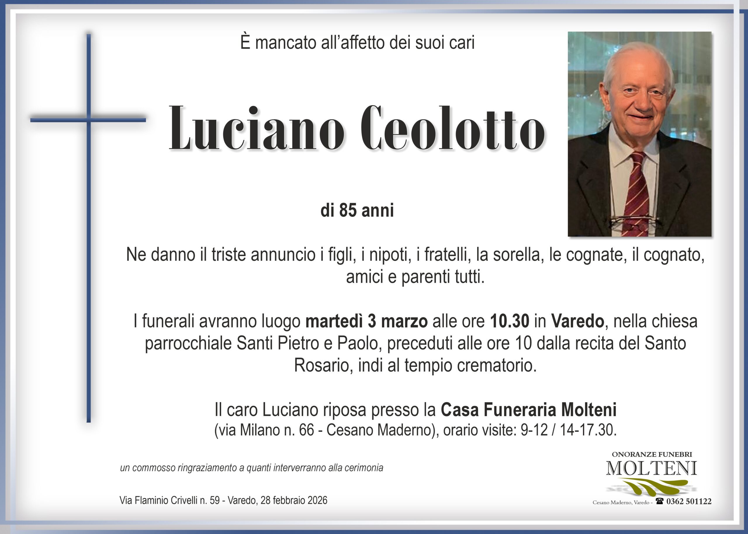 Luciano Ceolotto<p>Classe 1940<p>