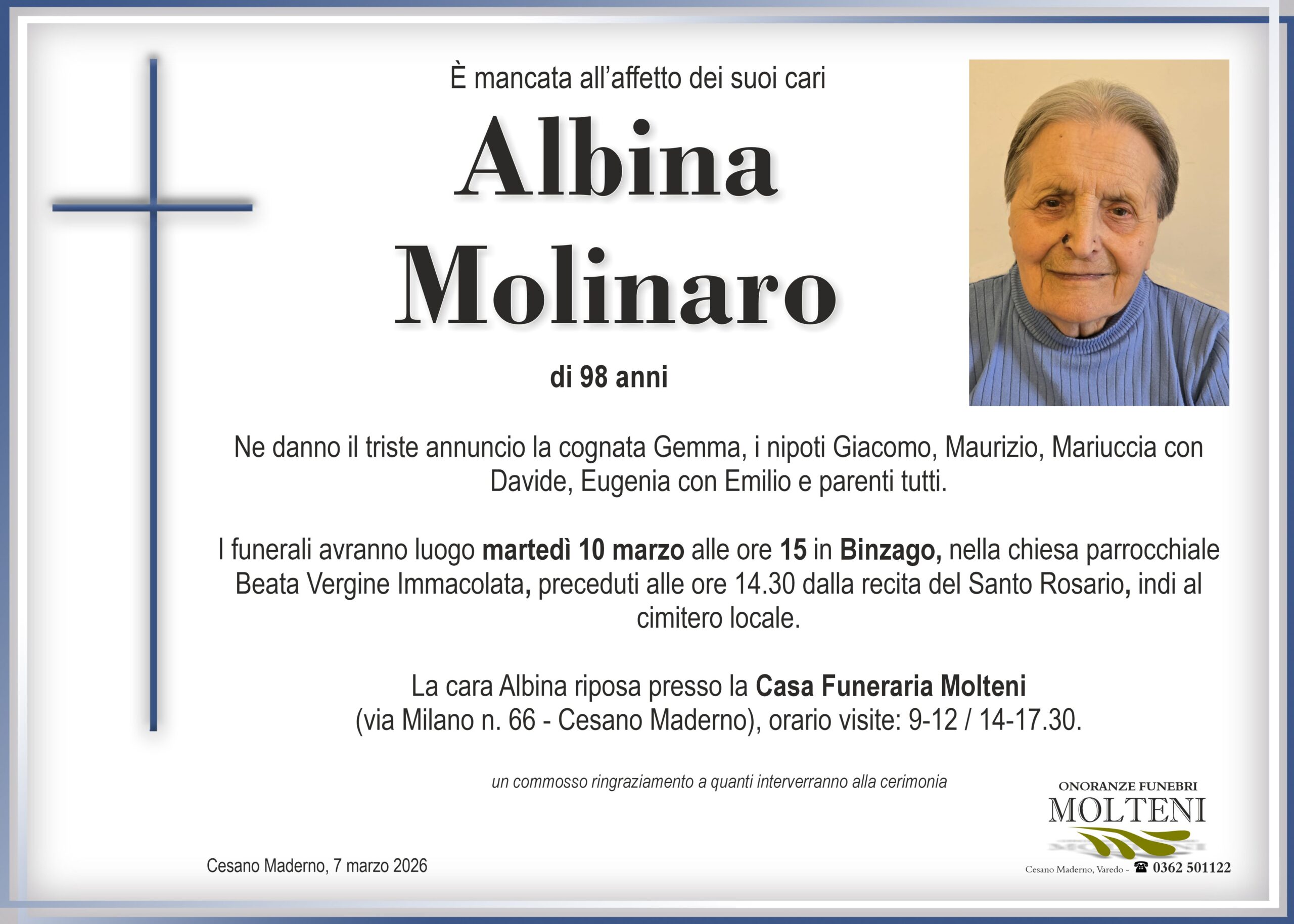 Albina Molinaro<p>Classe 1927
