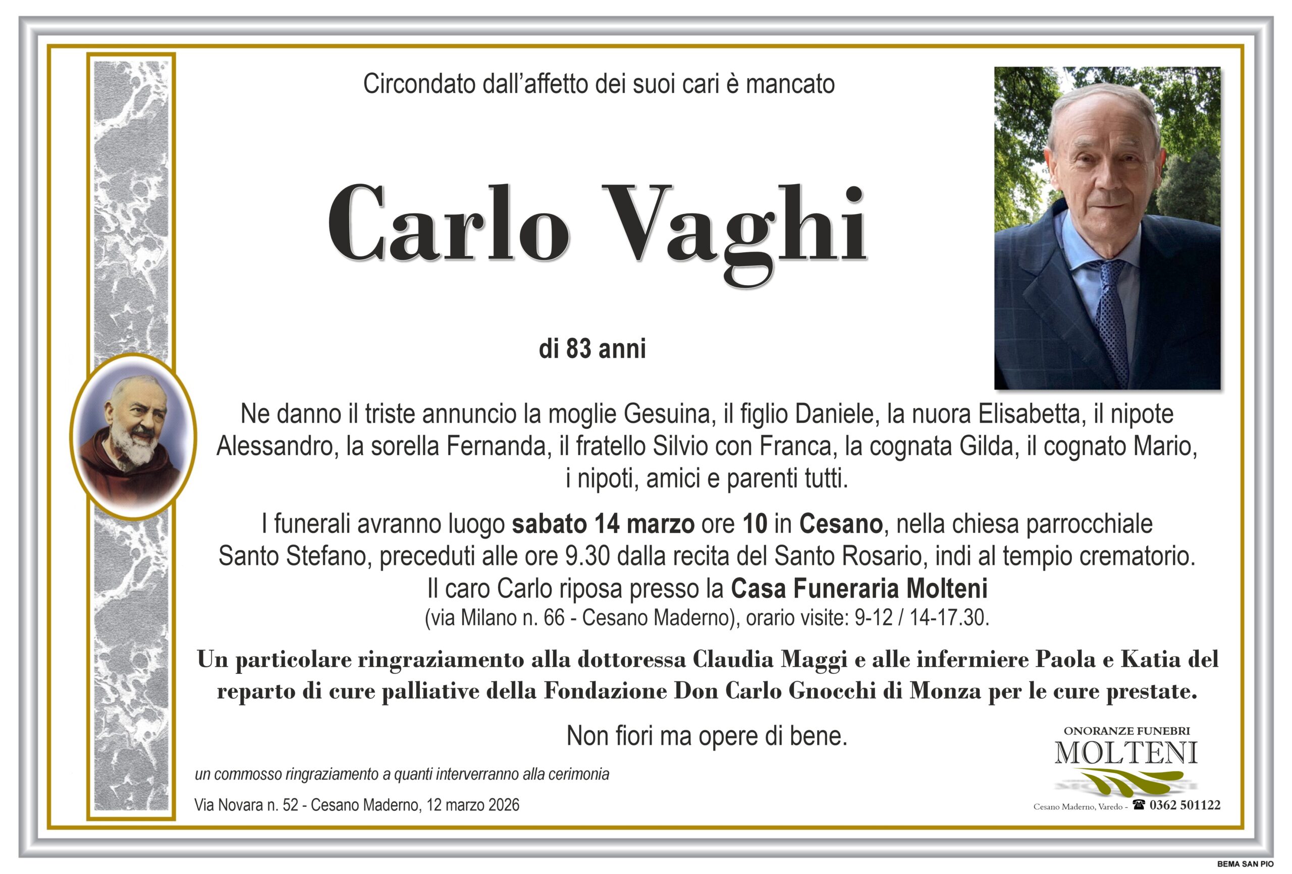 Carlo Vaghi<p>Classe 1942<p>