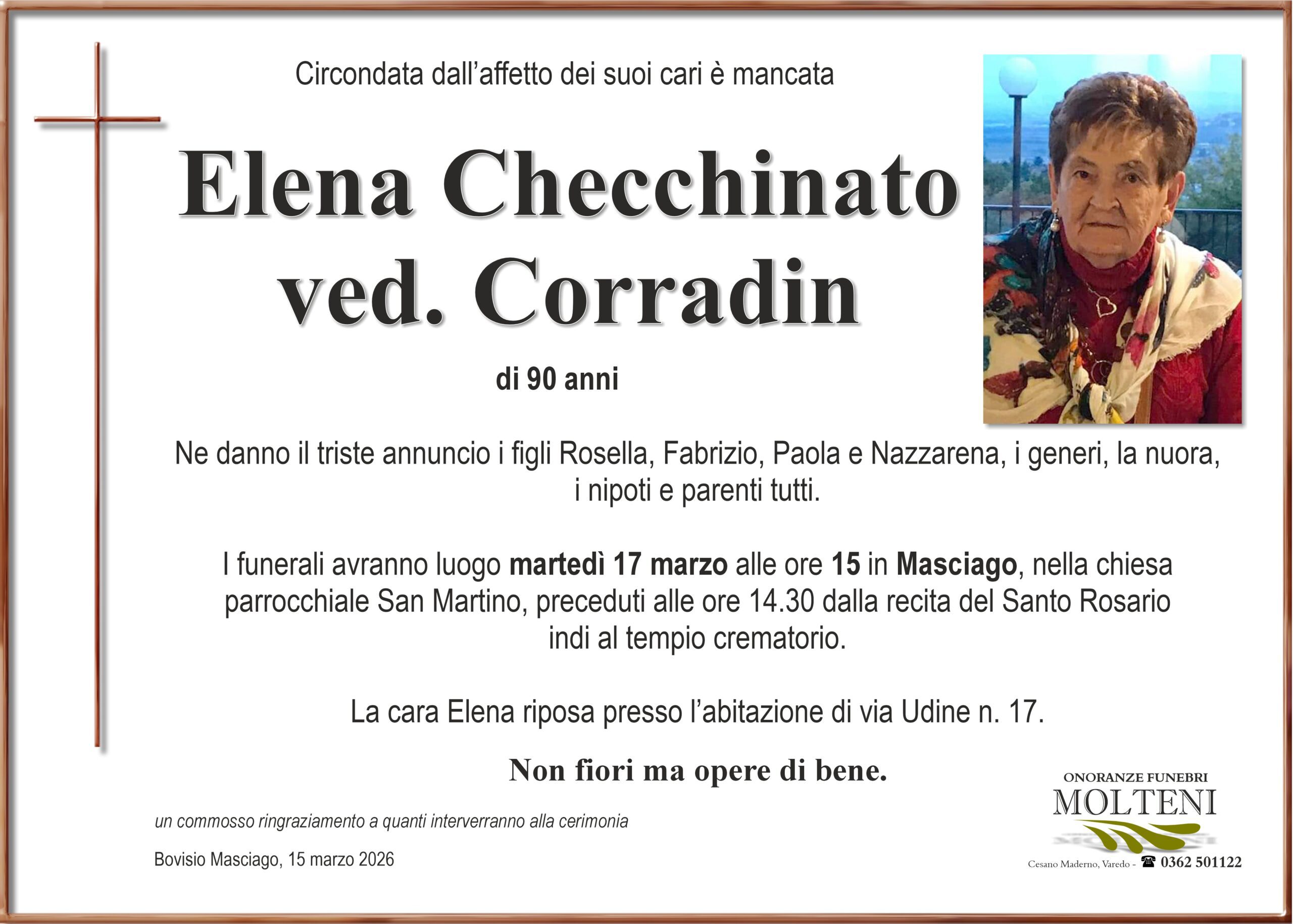 Elena Checchinato<br>ved. Corradin<p>Classe 1935<p>