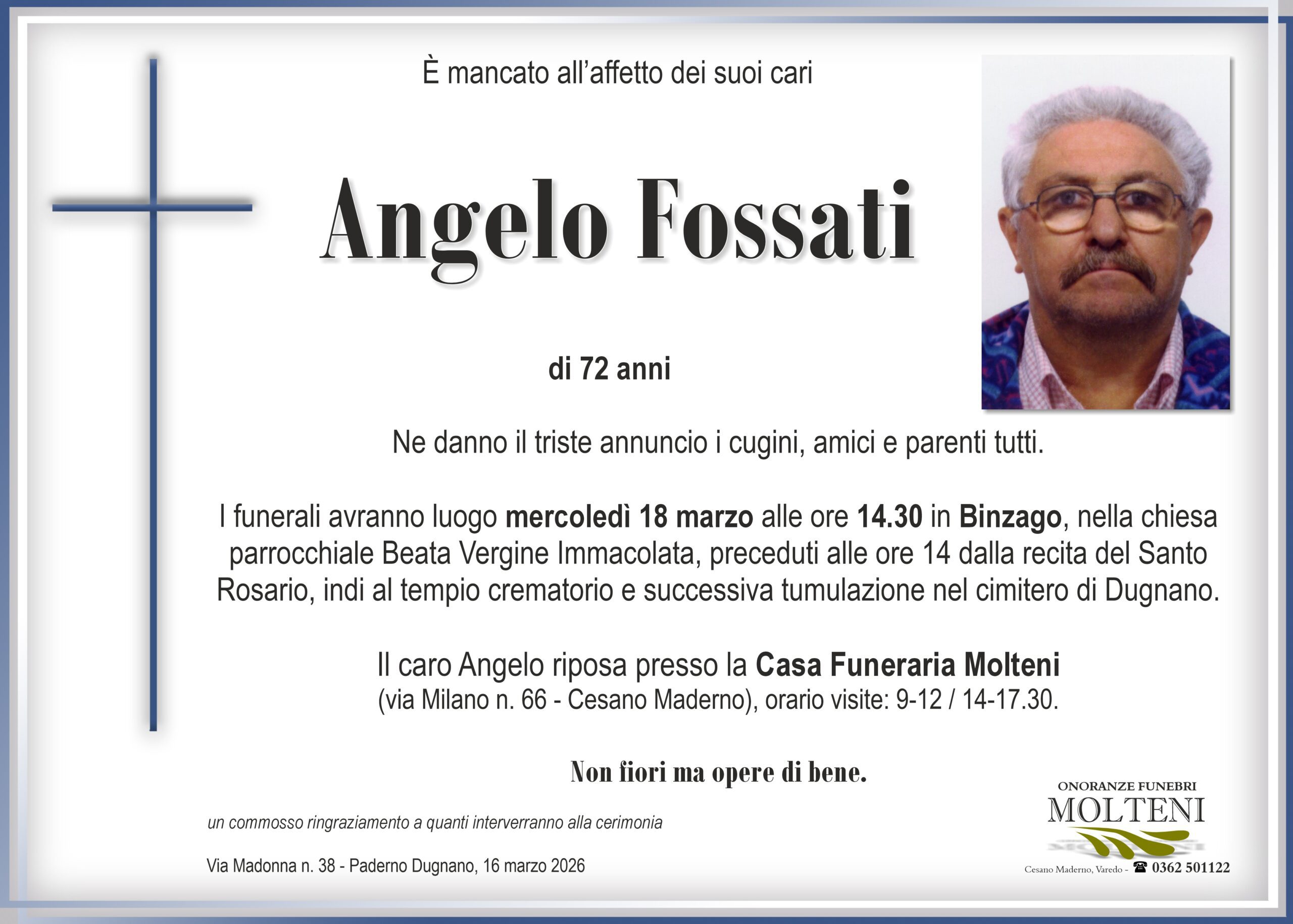 Angelo Fossati<p>Classe 1954<p>