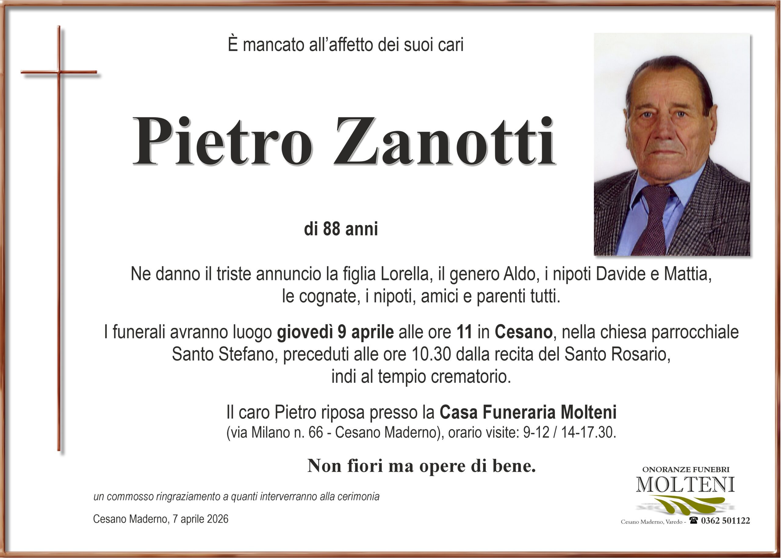 Pietro Zanotti<p>Classe 1937<p>