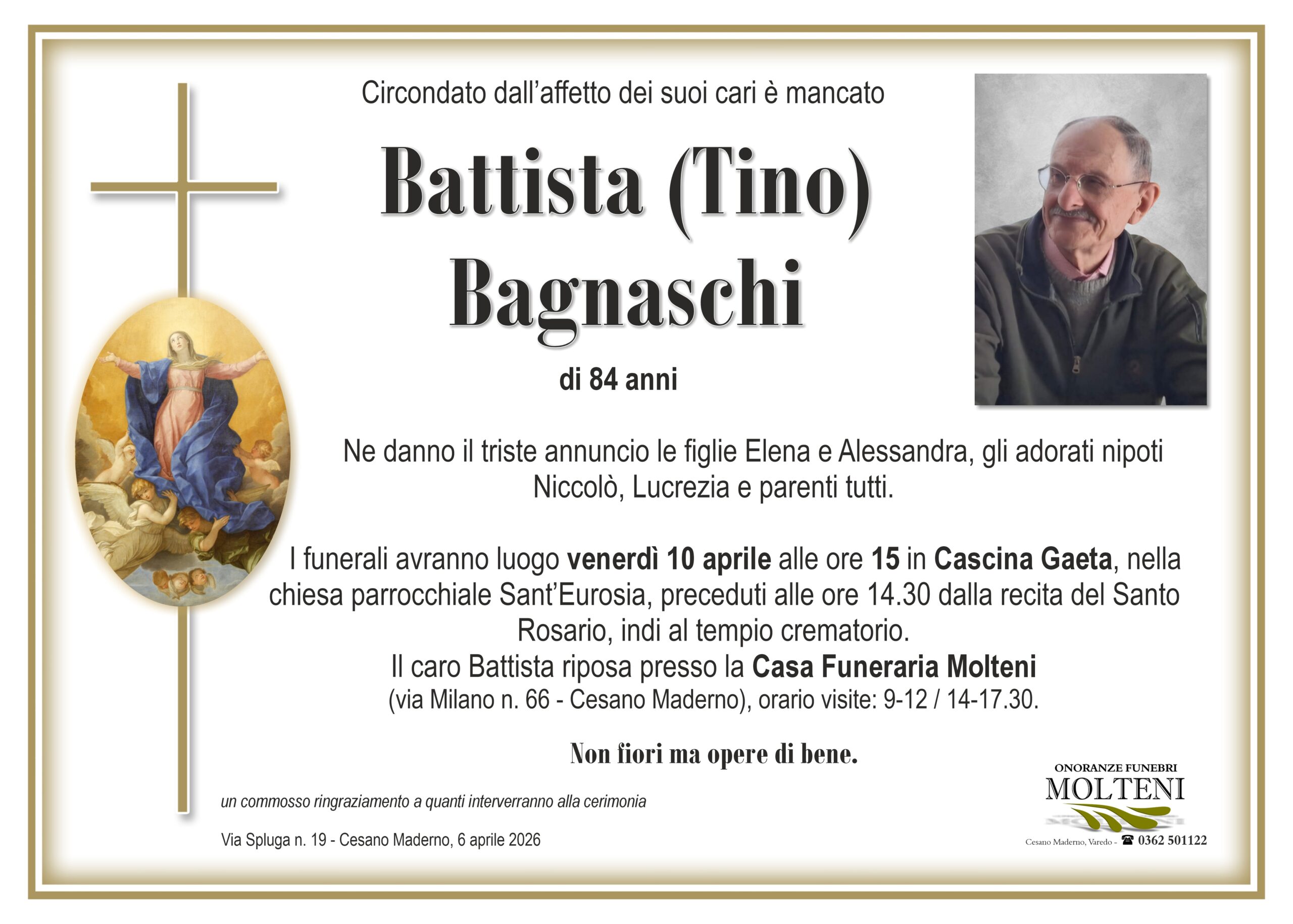 Battista Bagnaschi<p>Classe 1941<p>
