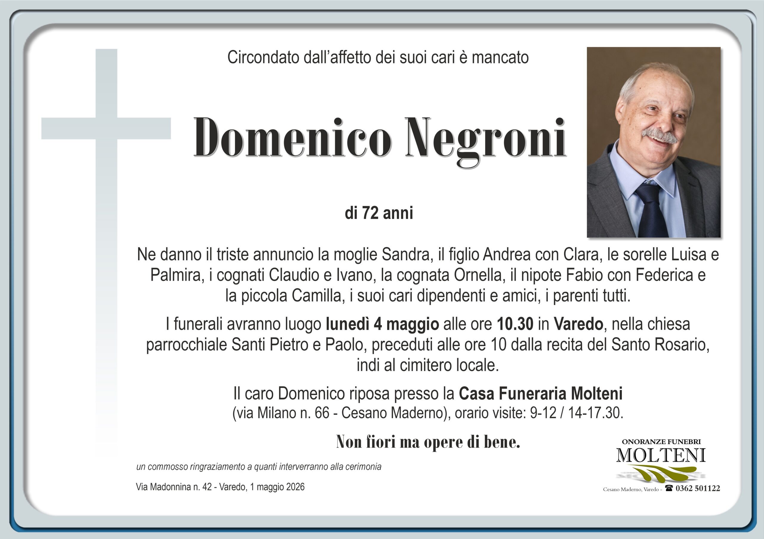 Domenico Negroni<p>Classe 1953<p>
