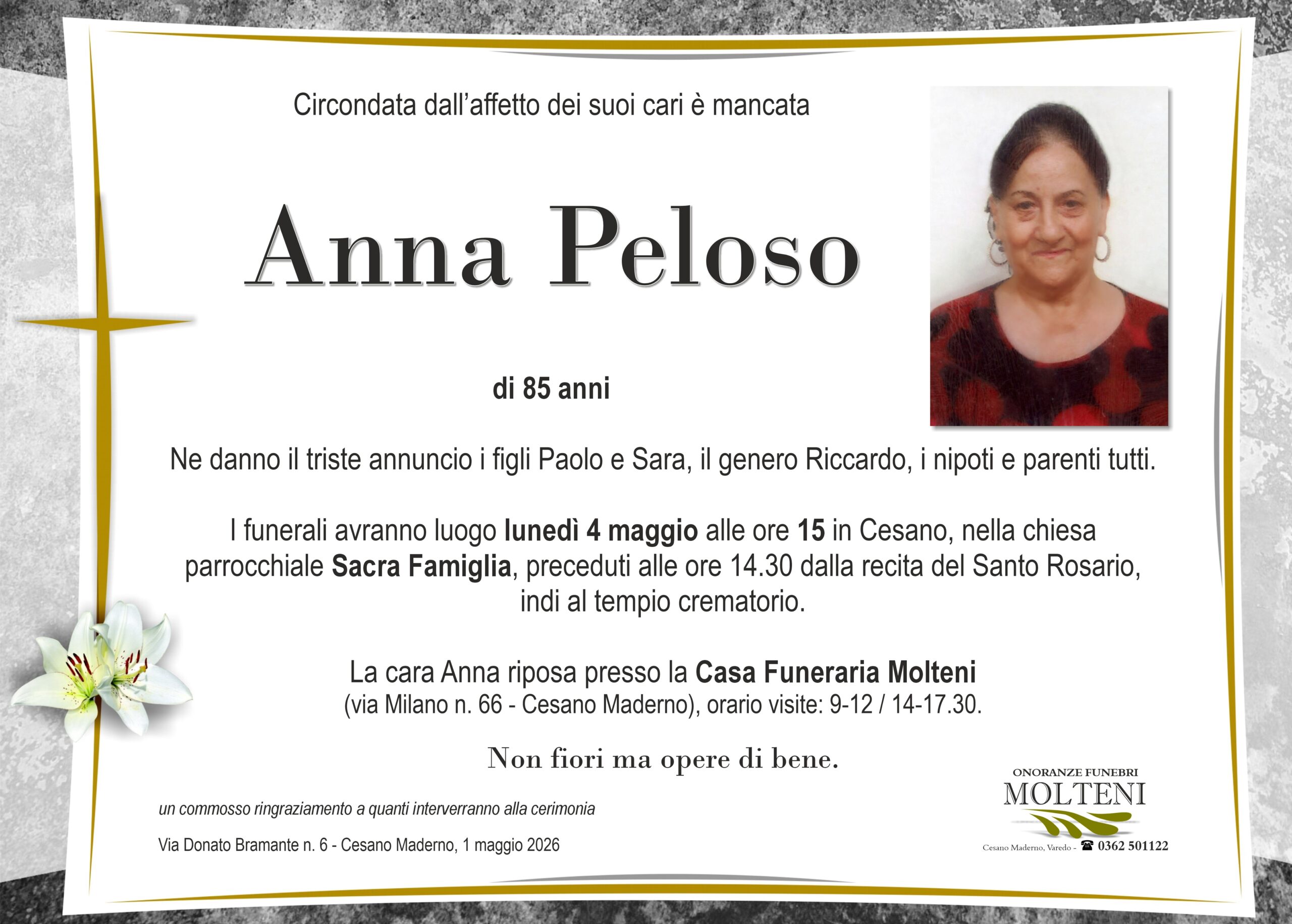 Anna Peloso<p>Classe 1940<p>