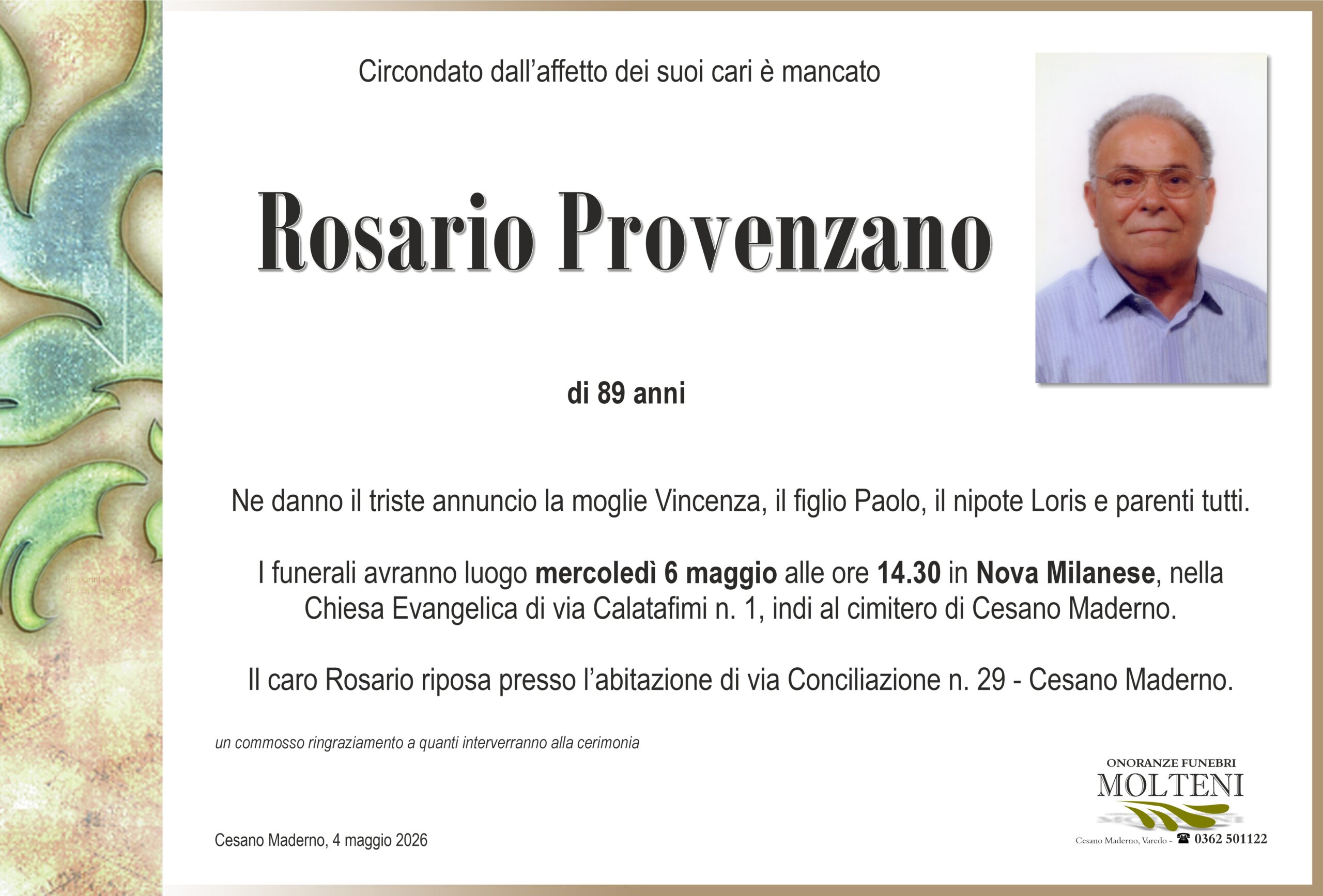 Rosario Provenzano<p>Classe 1936<p>
