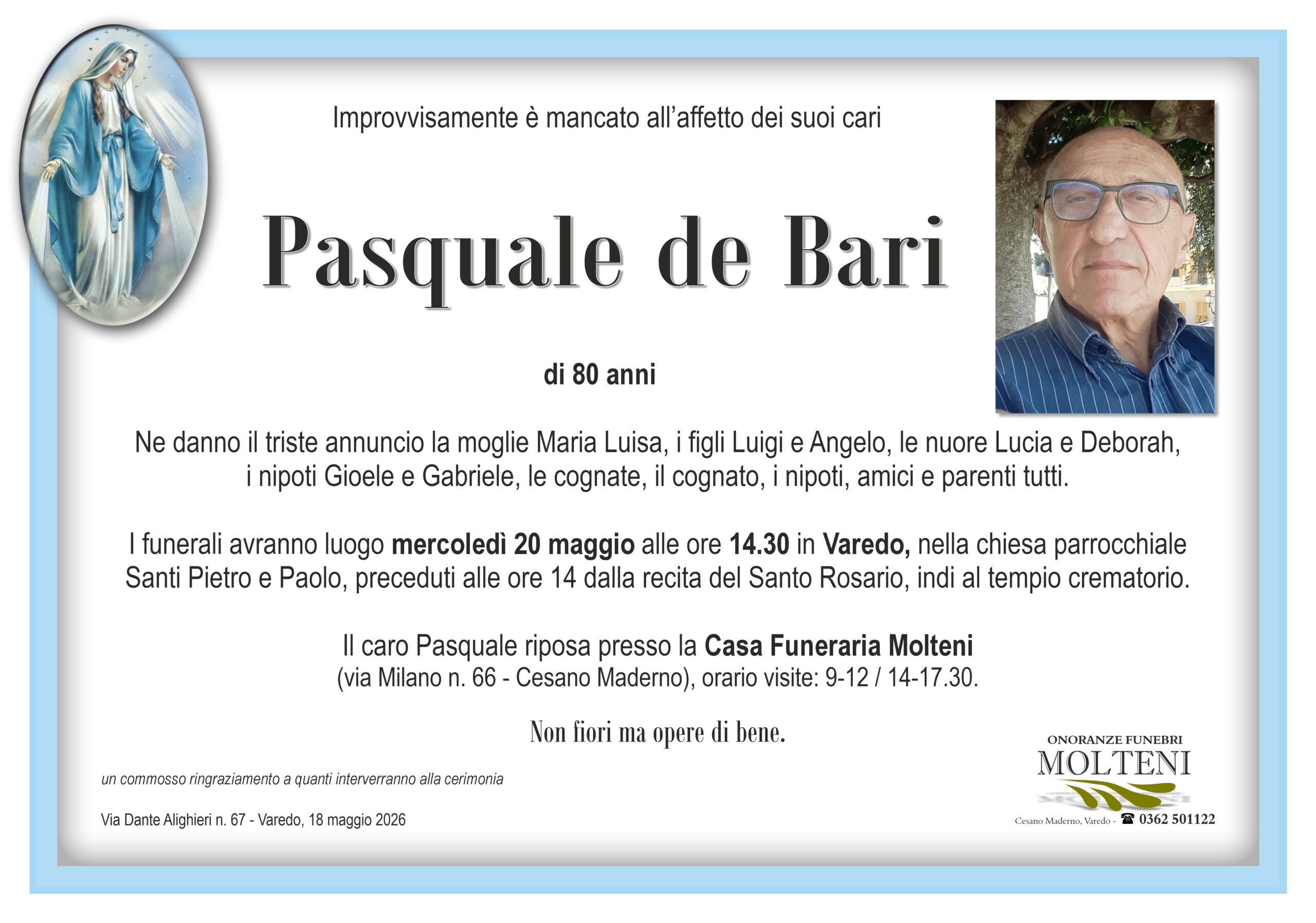 de Bari Pasquale<p>Classe 1946<p>