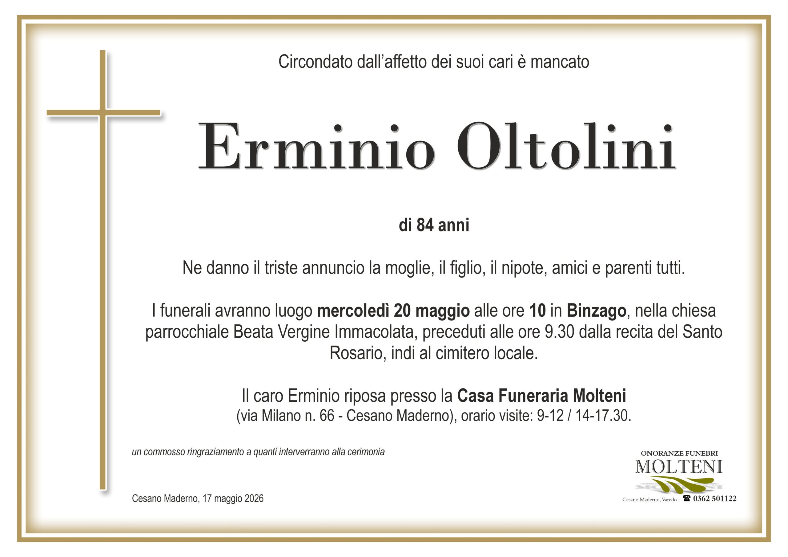 Erminio Oltolini<p>Classe 1942<p>