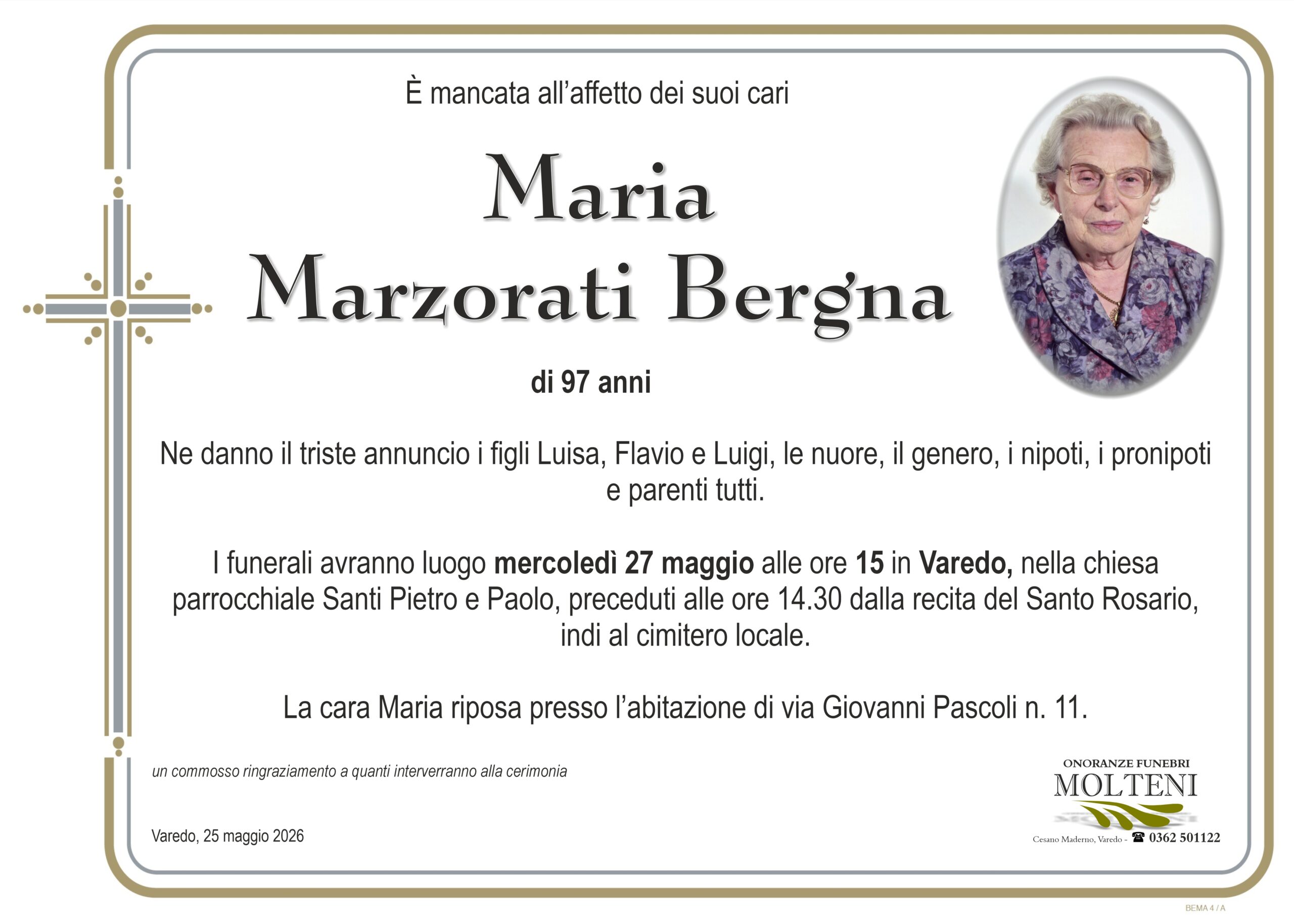 Maria Marzorati Bergna<p>Classe 1929<p>