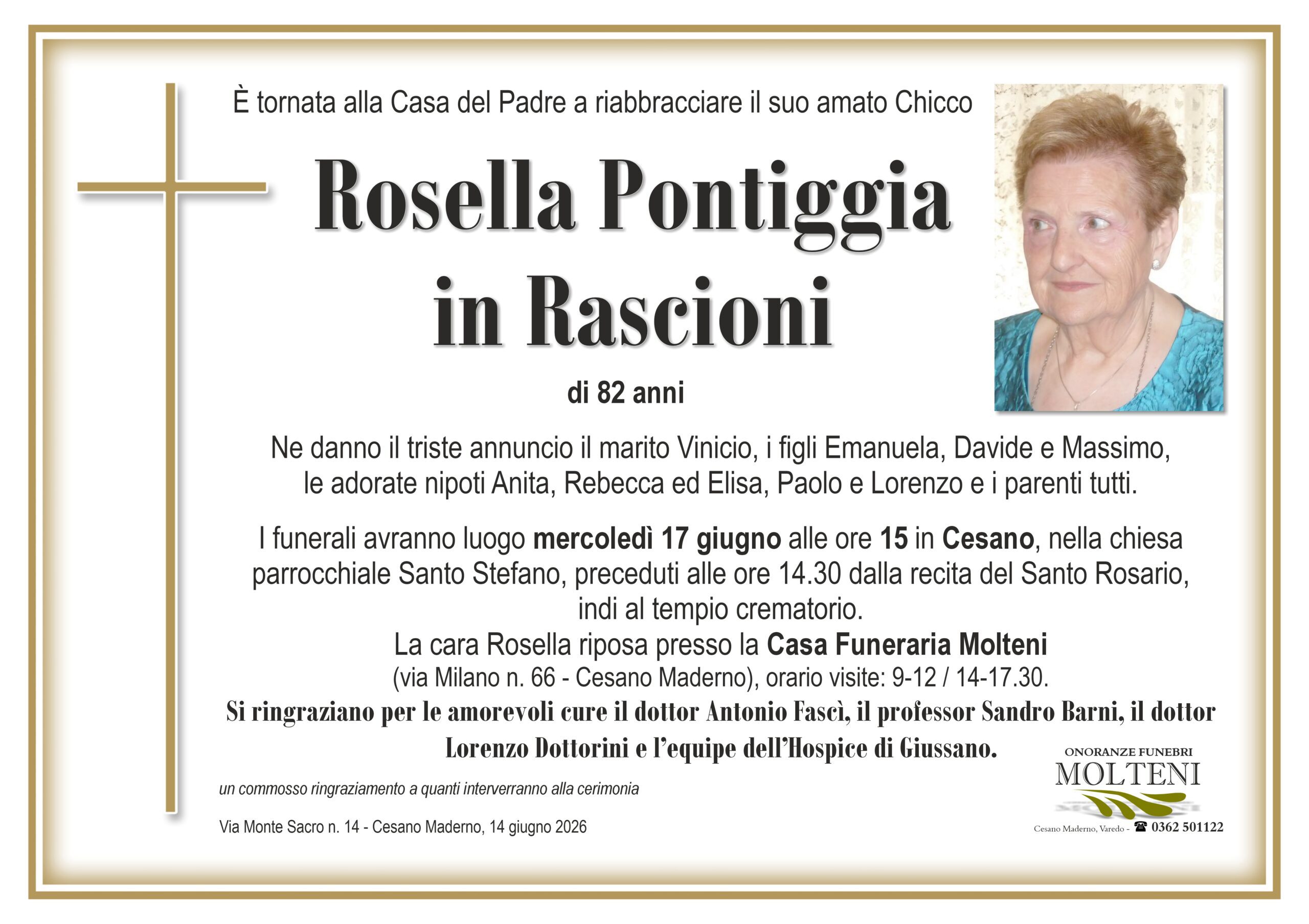 Rosella Pontiggia<br>in Rascioni<p>Classe 1943<p>