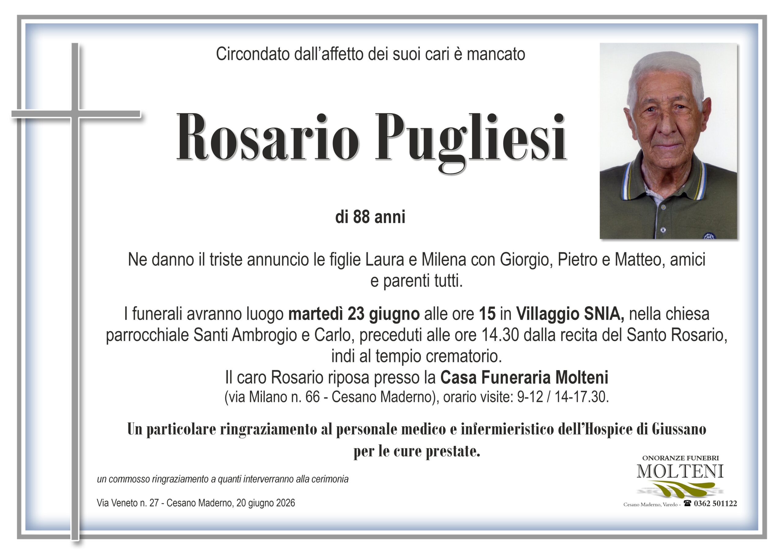 Rosario Pugliesi<p>Classe 1937<p>