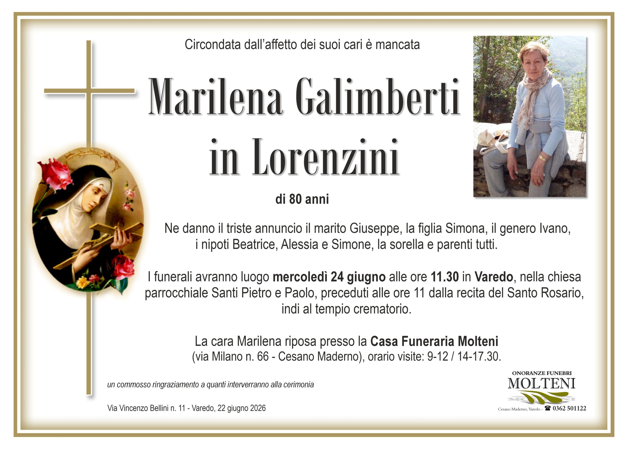 Marilena Galimberti<br>in Lorenzini<p>Classe 1945<p>