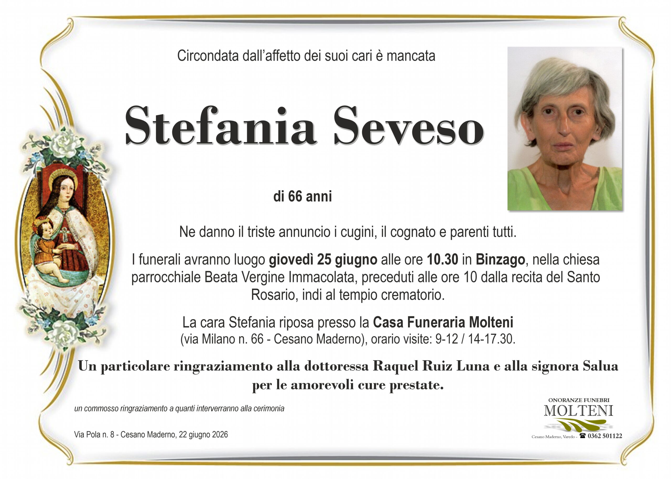 Stefania Seveso<p>Classe 1960<p>