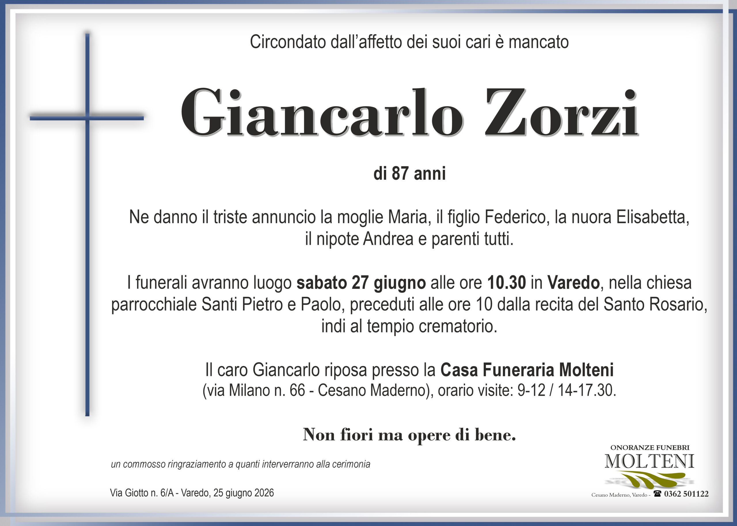 Giancarlo Zorzi<p>Classe 1939<p>