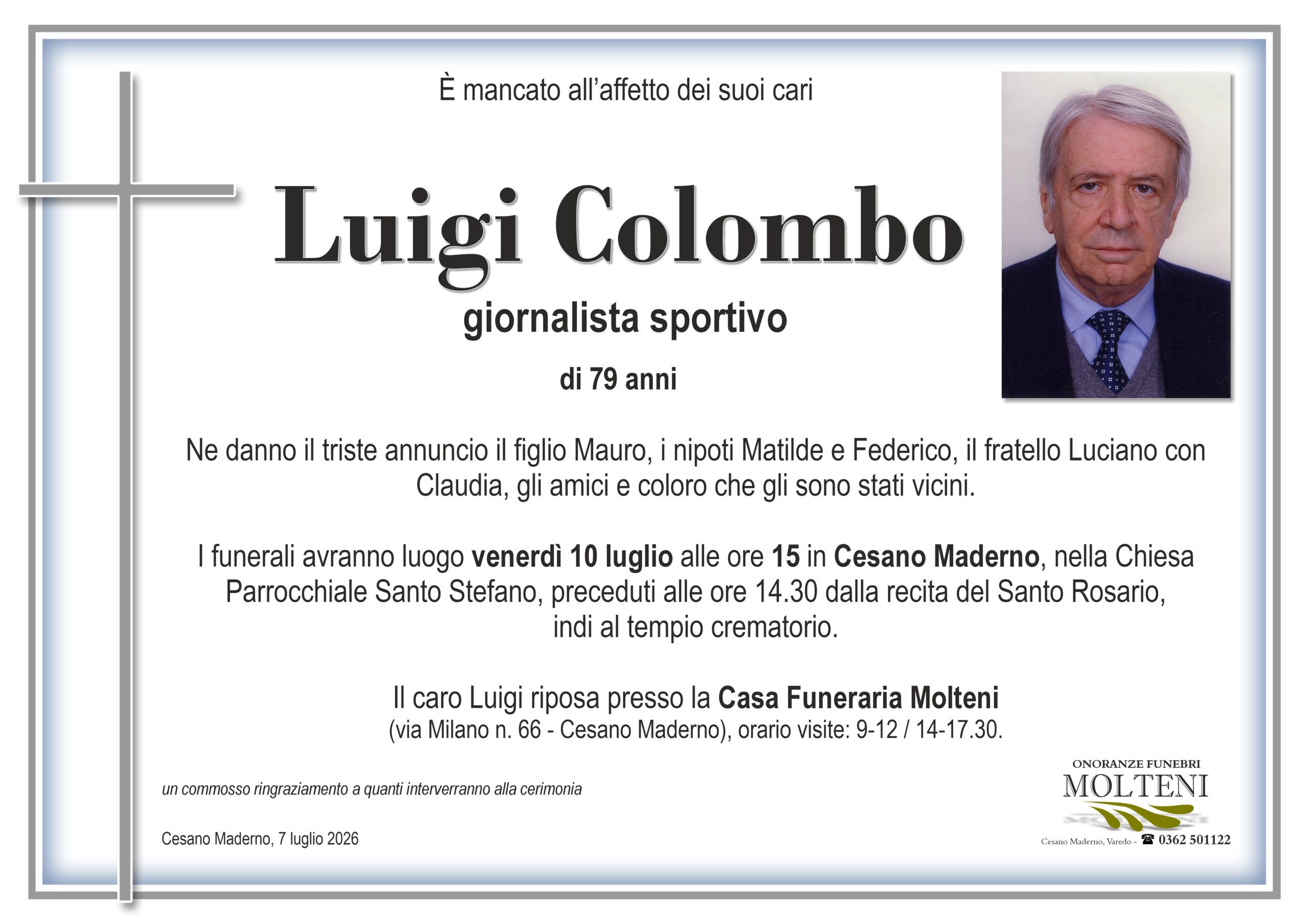 Luigi Colombo<p>Classe 1947<p>