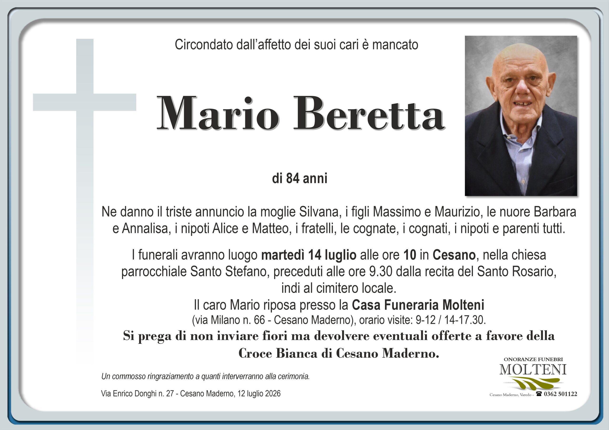 Mario Beretta<p>Classe 1941<p>