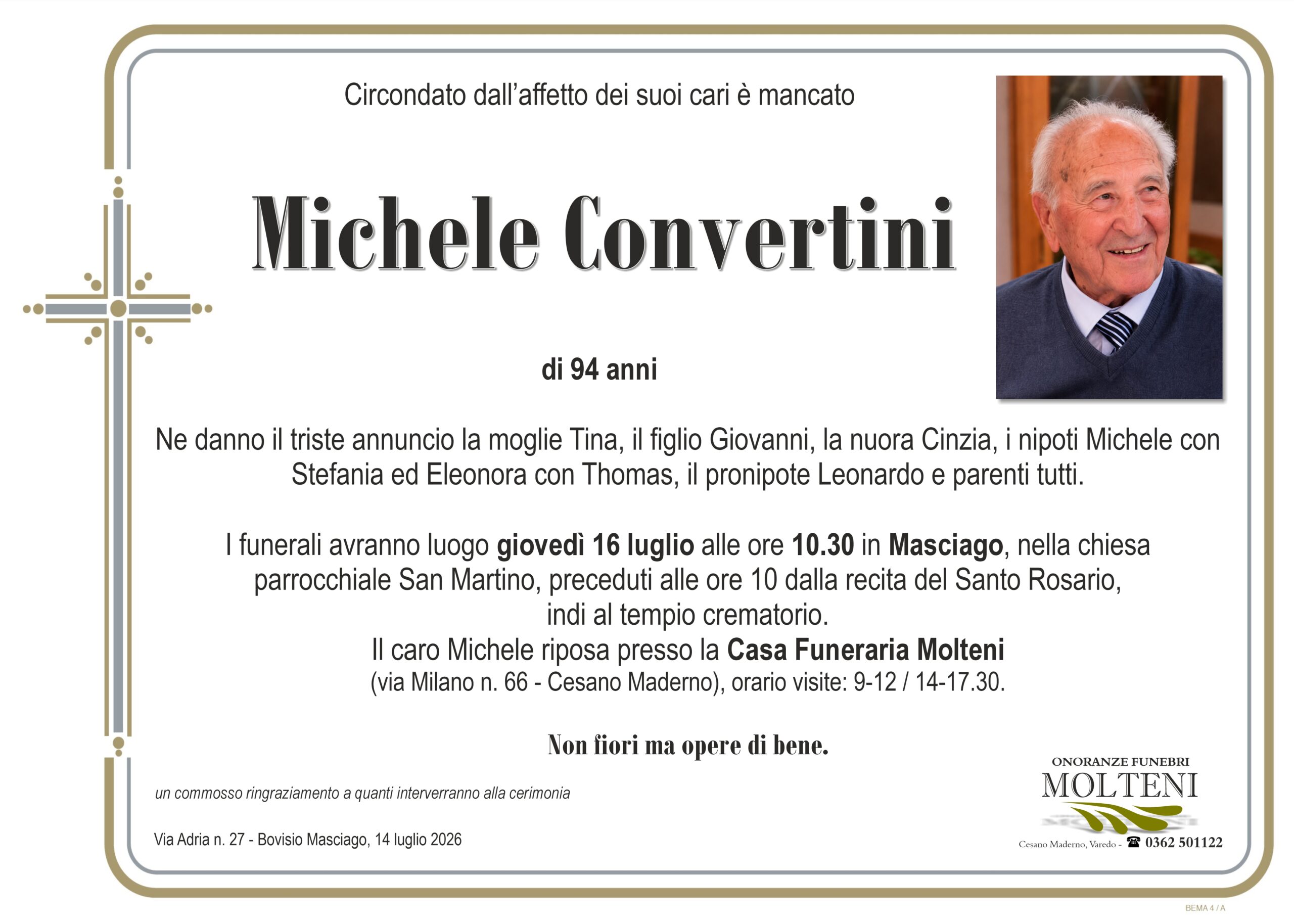 Michele Convertini<p>Classe 1932<p>