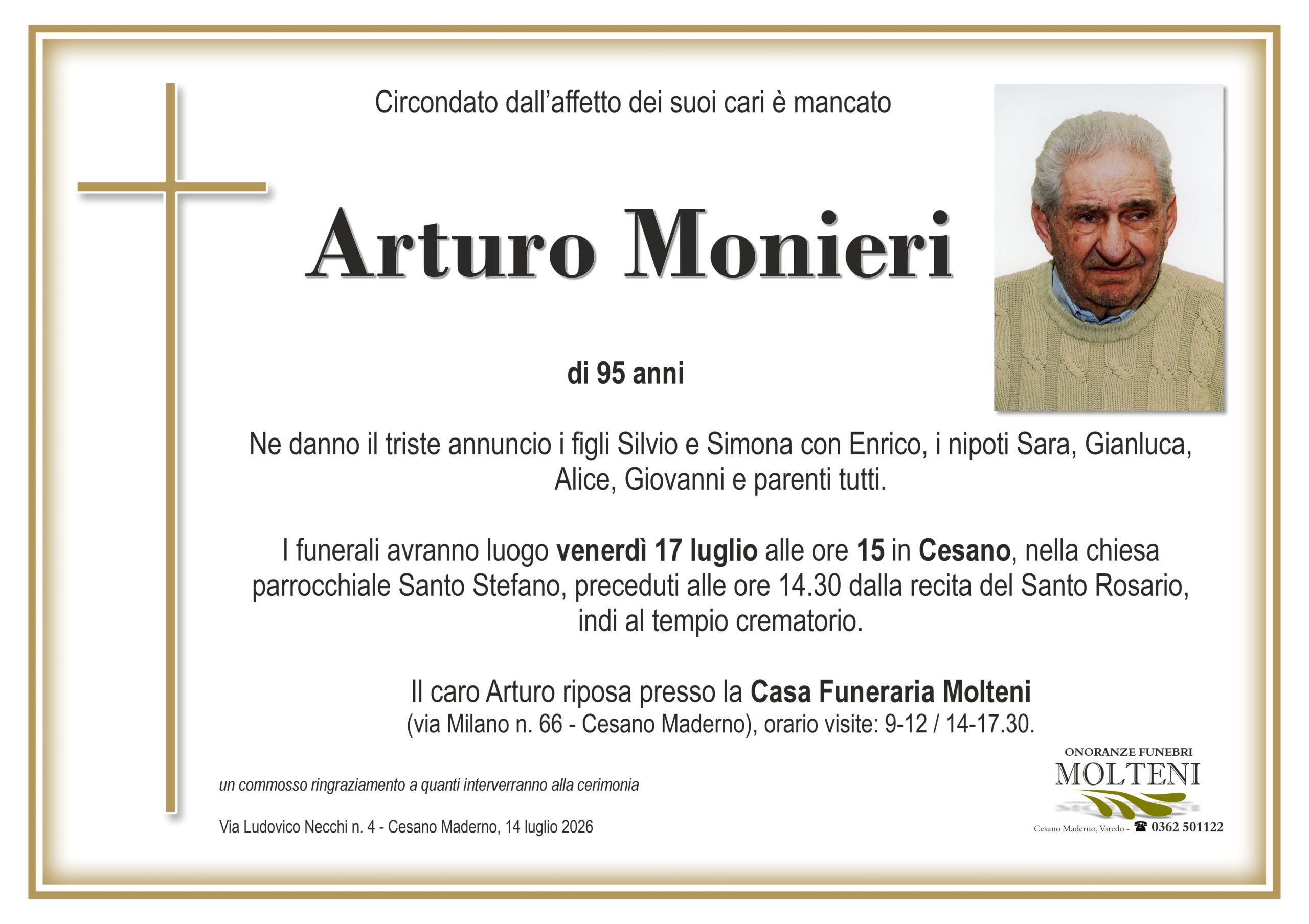 Arturo Monieri<p>Classe 1930<p>